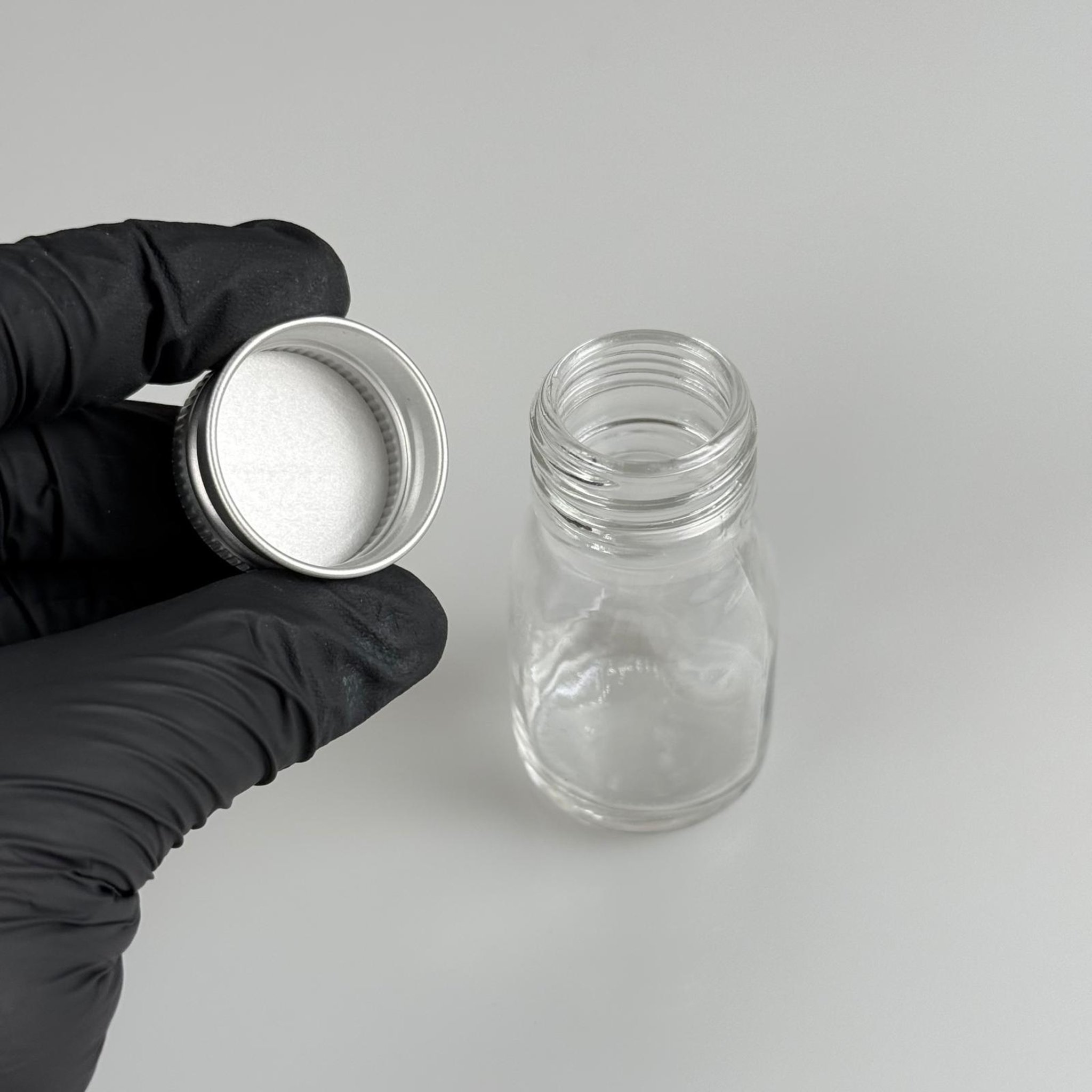 30 CC GENİŞ AĞIZLI ŞEFFAF CAM ŞİŞE + GÜMÜŞ METAL KAPAKLI TAKIM - 30 ML ŞEFFAF ŞURUP ECZA ŞİŞESİ - MİNİ ŞEFFAF SHOT VE TADIM ŞİŞESİ