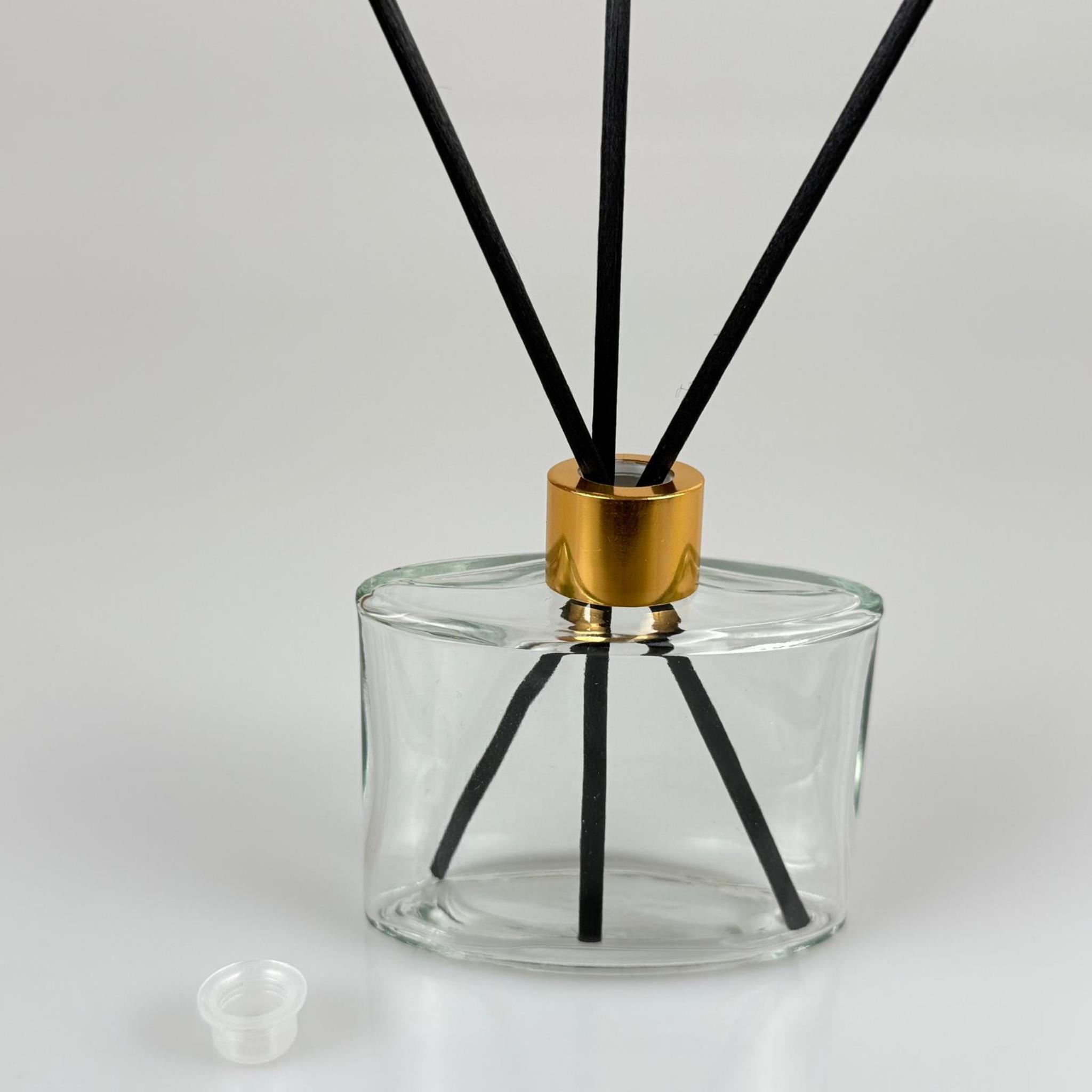 YASSI MODEL CAM BAMBU ODA KOKUSU ŞİŞESİ + METAL GOLD KAPAK + TIPA + 3 ADET FİBER BAMBU ÇUBUK - 50 ML SET TAKIM - HEDİYELİK PROMOSYON DİFFUSER ŞİŞELERİ