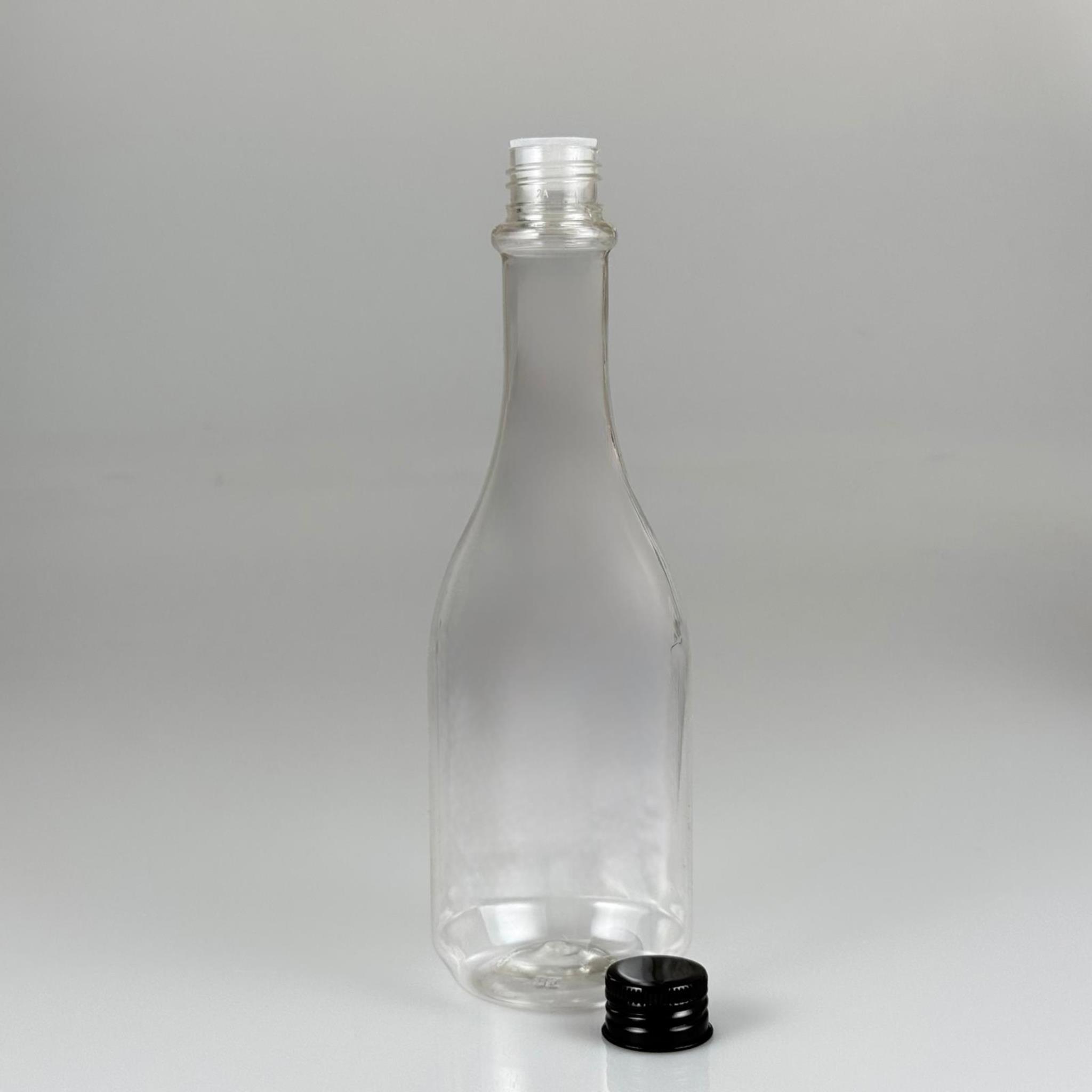 400 CC ŞEFFAF ELİT MODEL PET ŞİŞE (24 AĞIZ) + KÖPÜK CONTALI SİYAH METAL ALÜMİNYUM KAPAK + KOLONYA TIPASI TAKIM - 400 ML KAPAKLI PLASTİK ŞİŞELER