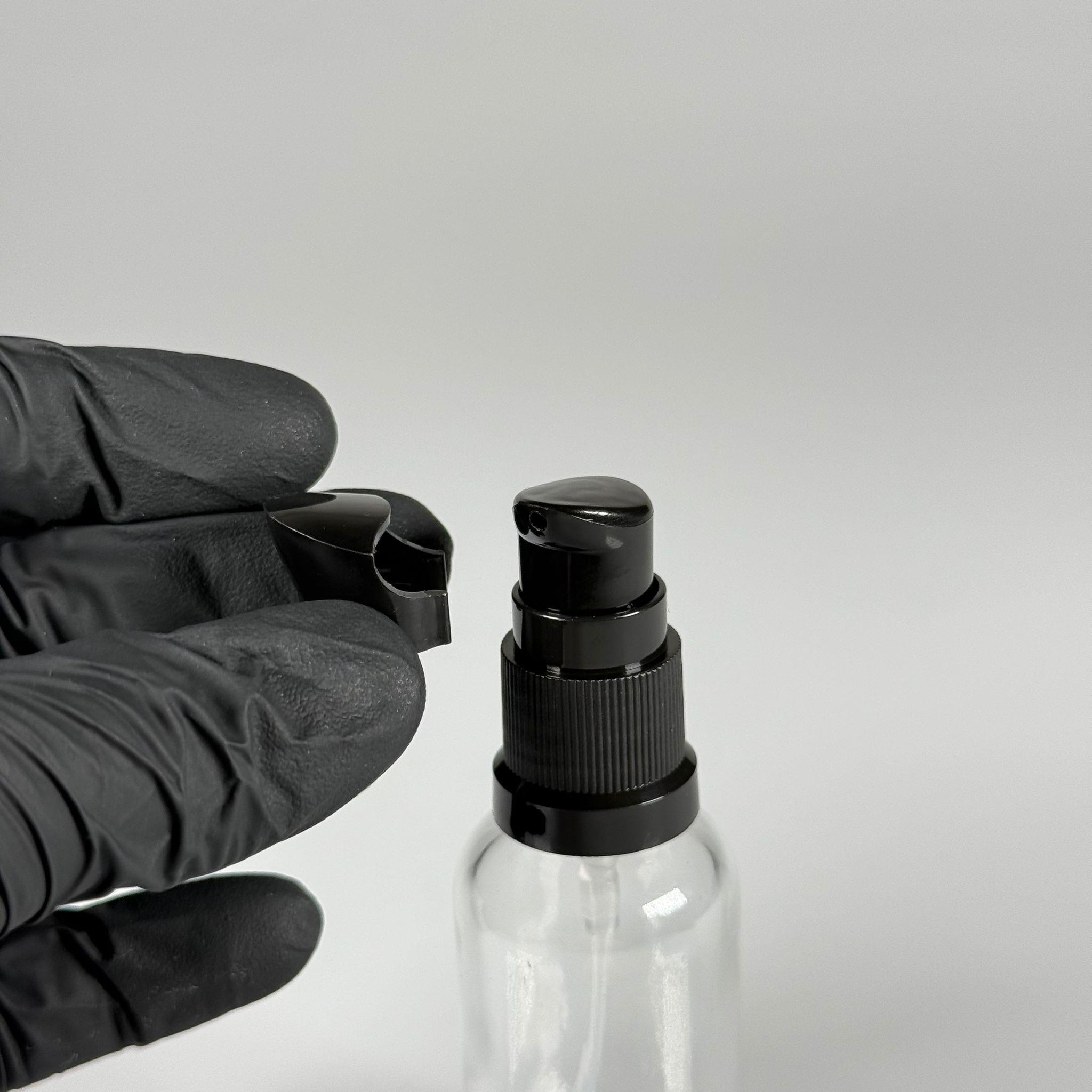 30 CC ŞEFFAF CAM ŞİŞE - SIZDIRMAZ ETEKLİ SİYAH LOSYON POMPALI TAKIM - 30 ML LOSYON ŞİŞESİ - YAĞ, KREM GİBİ YOĞUN KIVAMLI SIVILAR İÇİN CAM AMBALAJ