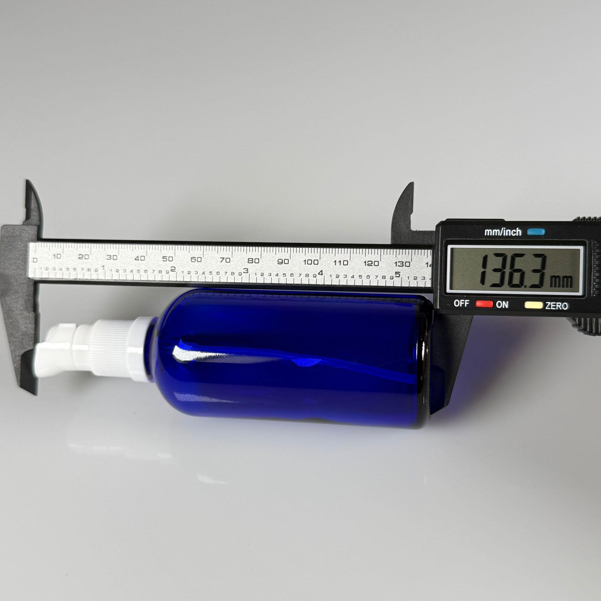 100 CC MAVİ CAM ŞİŞE - SIZDIRMAZ ETEKLİ BEYAZ LOSYON POMPALI TAKIM - 100 ML LOSYON ŞİŞESİ - YAĞ, KREM GİBİ YOĞUN KIVAMLI SIVILAR İÇİN CAM AMBALAJ