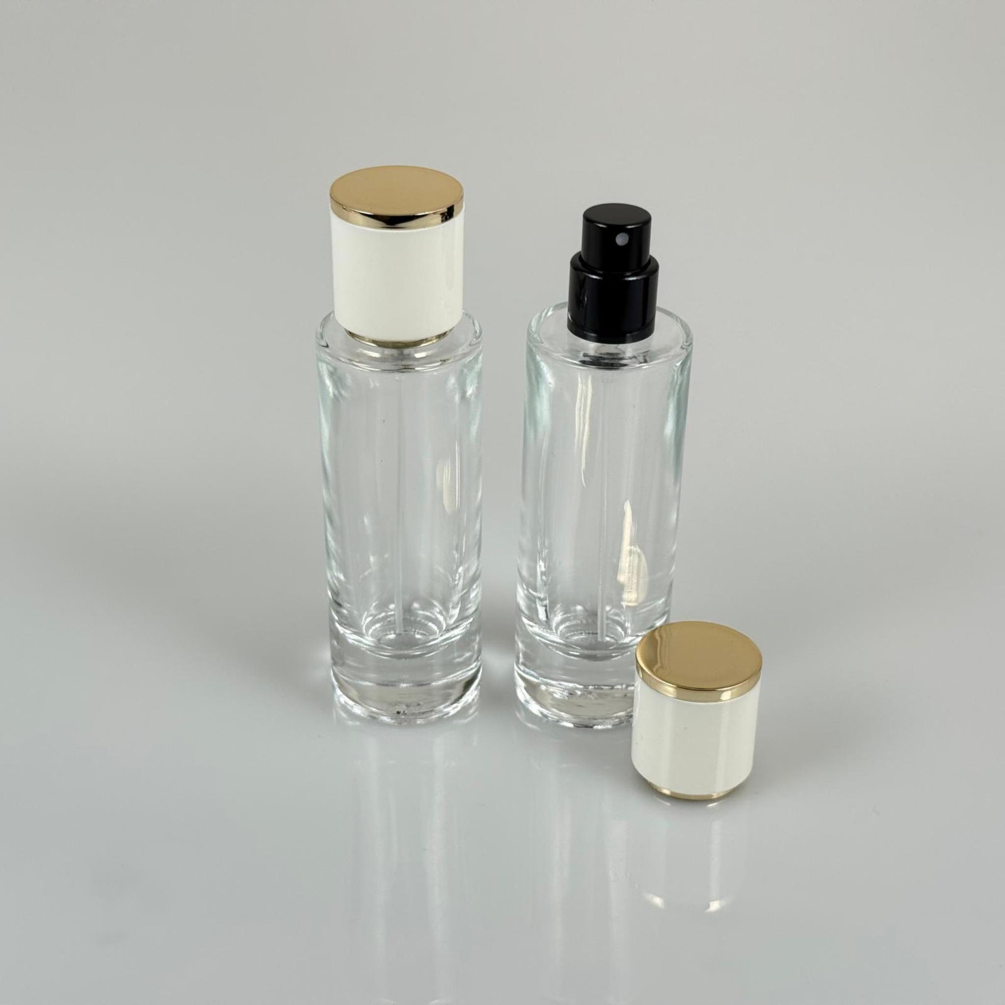 30 ML SİLİNDİR UZUN MODEL PARFÜM ŞİŞESİ - SİYAH METAL SPREYLİ + GOLD BEYAZ KAPAKLI (AĞIZ 15 MM GEÇME KOLAY KAPAMA)