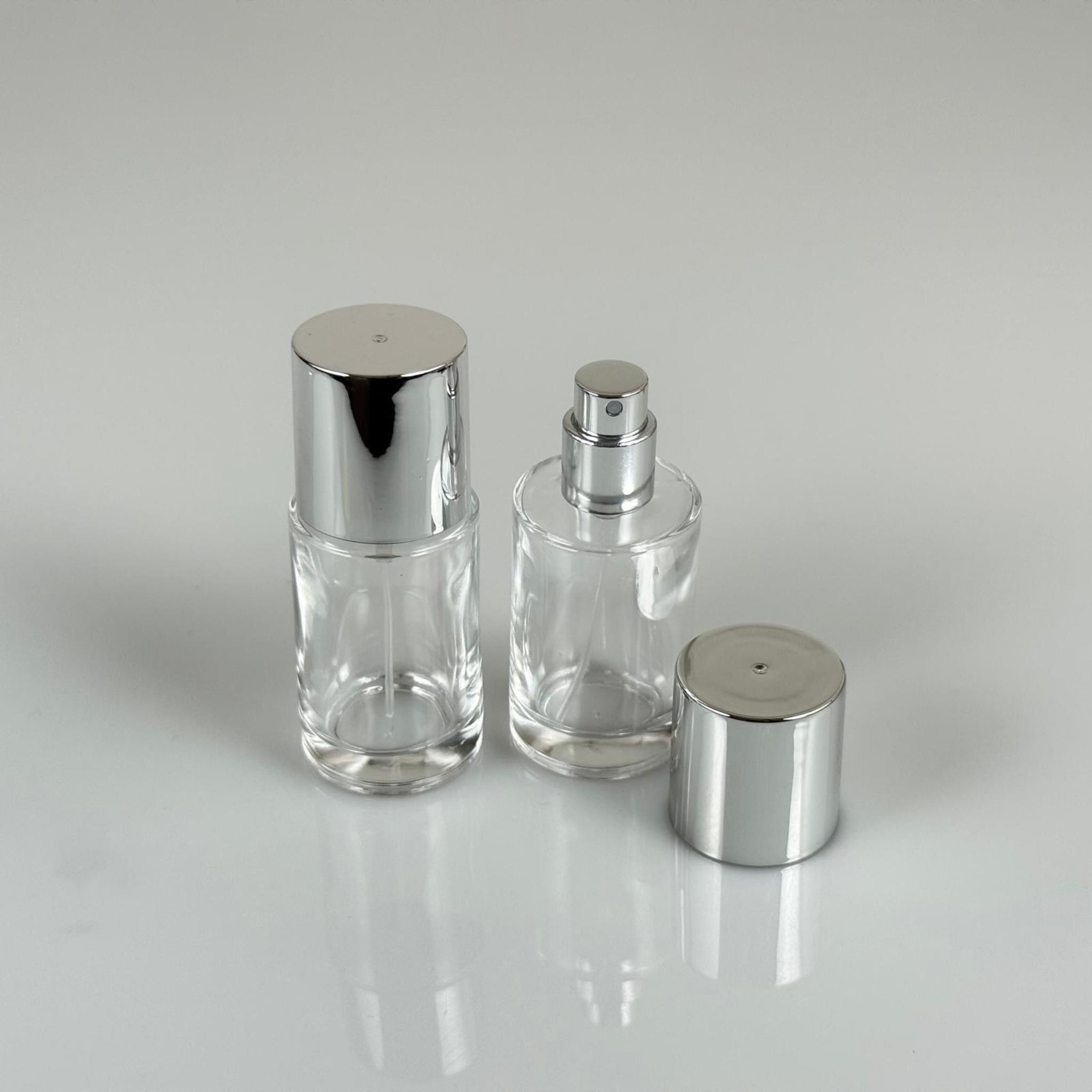 30 ML SİLİNDİR MODEL SAVAGE PARFÜM ŞİŞESİ - GÜMÜŞ METAL SPREYLİ + GÜMÜŞ GENİŞ KAPAKLI (AĞIZ 15 MM GEÇME KOLAY KAPAMA)