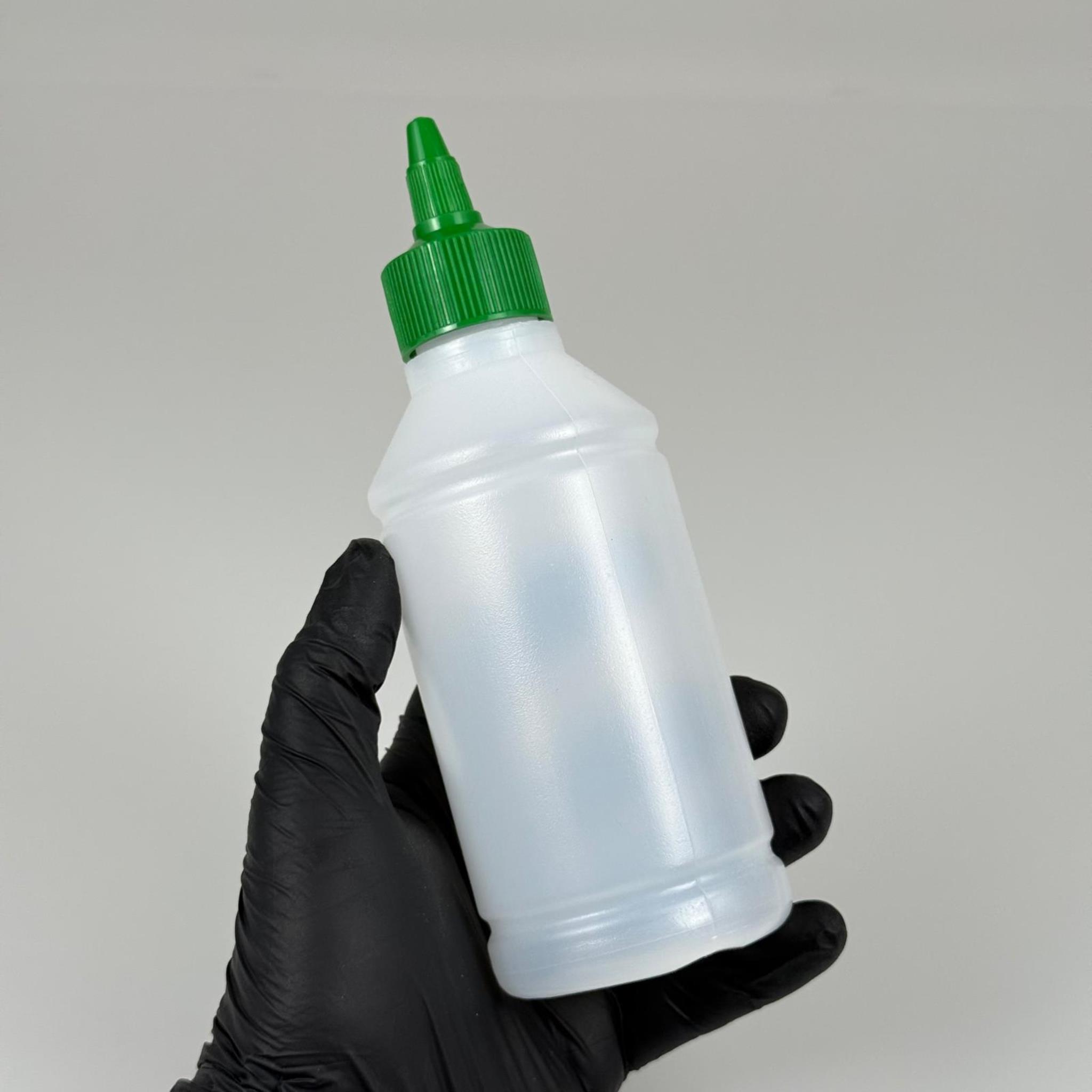 ZEYTİNYAĞI, SOS, ACI SOS, SİRKE, SRIRACHA VB BOŞ ŞİŞELERİ - YEŞİL SİVRİ TWİST AKITICI KAPAK + 250 ML NATÜREL POLİETİLEN PLASTİK ŞİŞE TAKIM