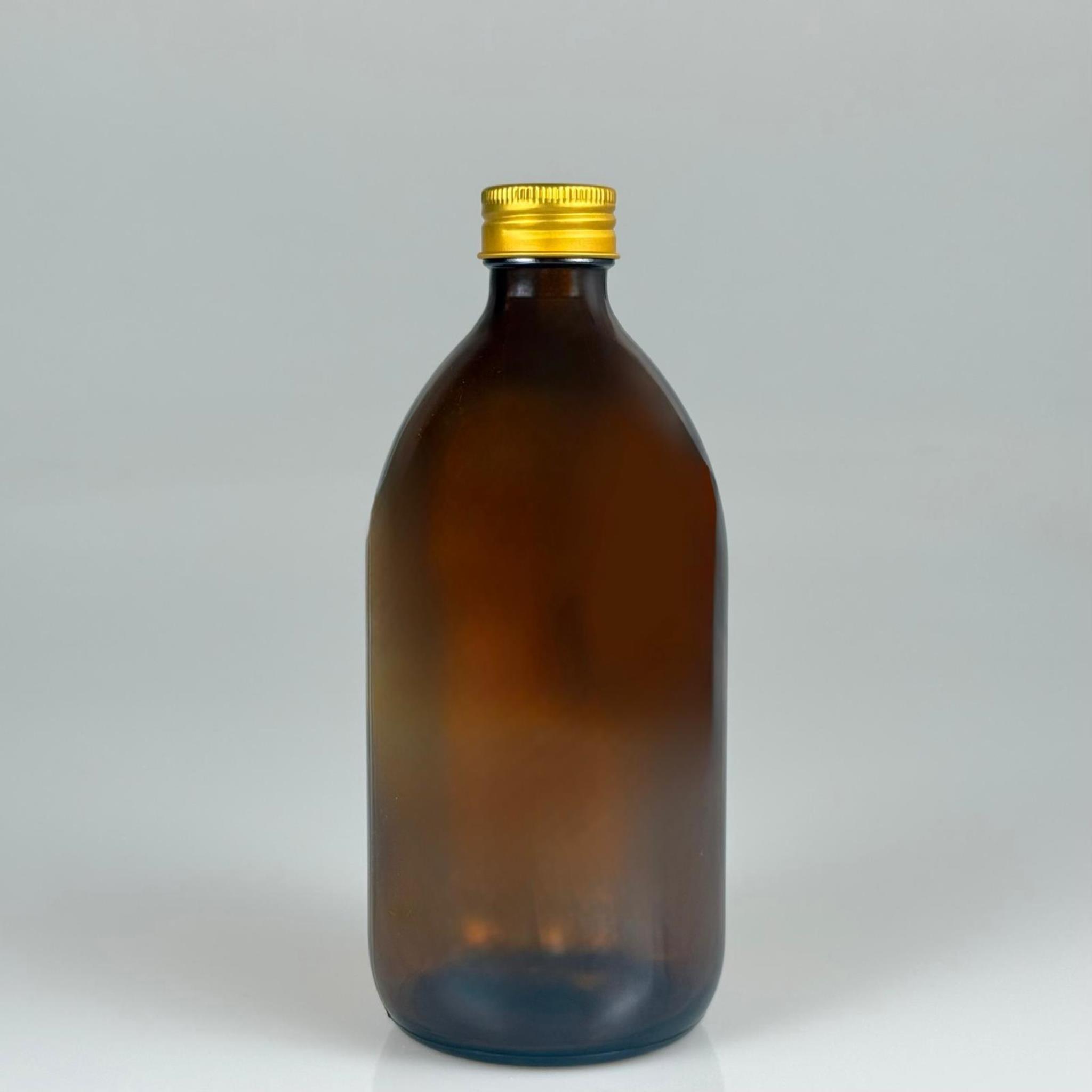 500 CC AMBER TOMBUL ÖZEL SERİ CAM ŞİŞE - METAL ALÜMİNYUM GOLD KÖPÜK CONTALI KAPAKLI - 500 ML CAM ECZA ŞİŞESİ - KAHVERENGİ
