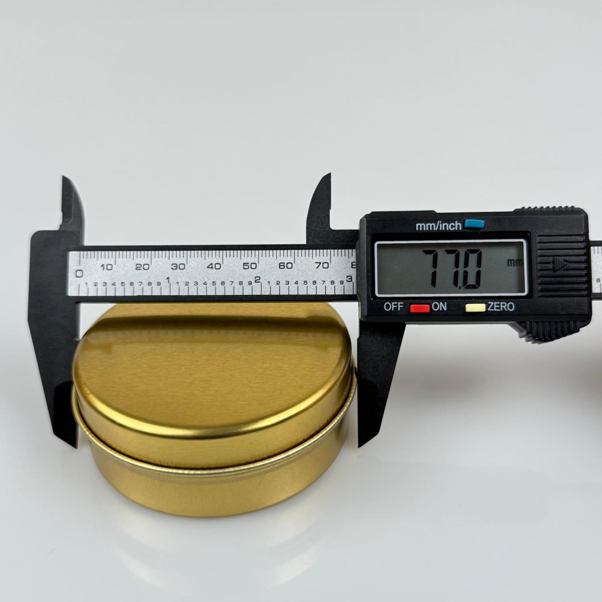 100 CC TENEKE KUTU - GOLD - GOLD KAPAKLI - METAL AMBALAJ - MUM TENEKESİ 77 X 28 MM
