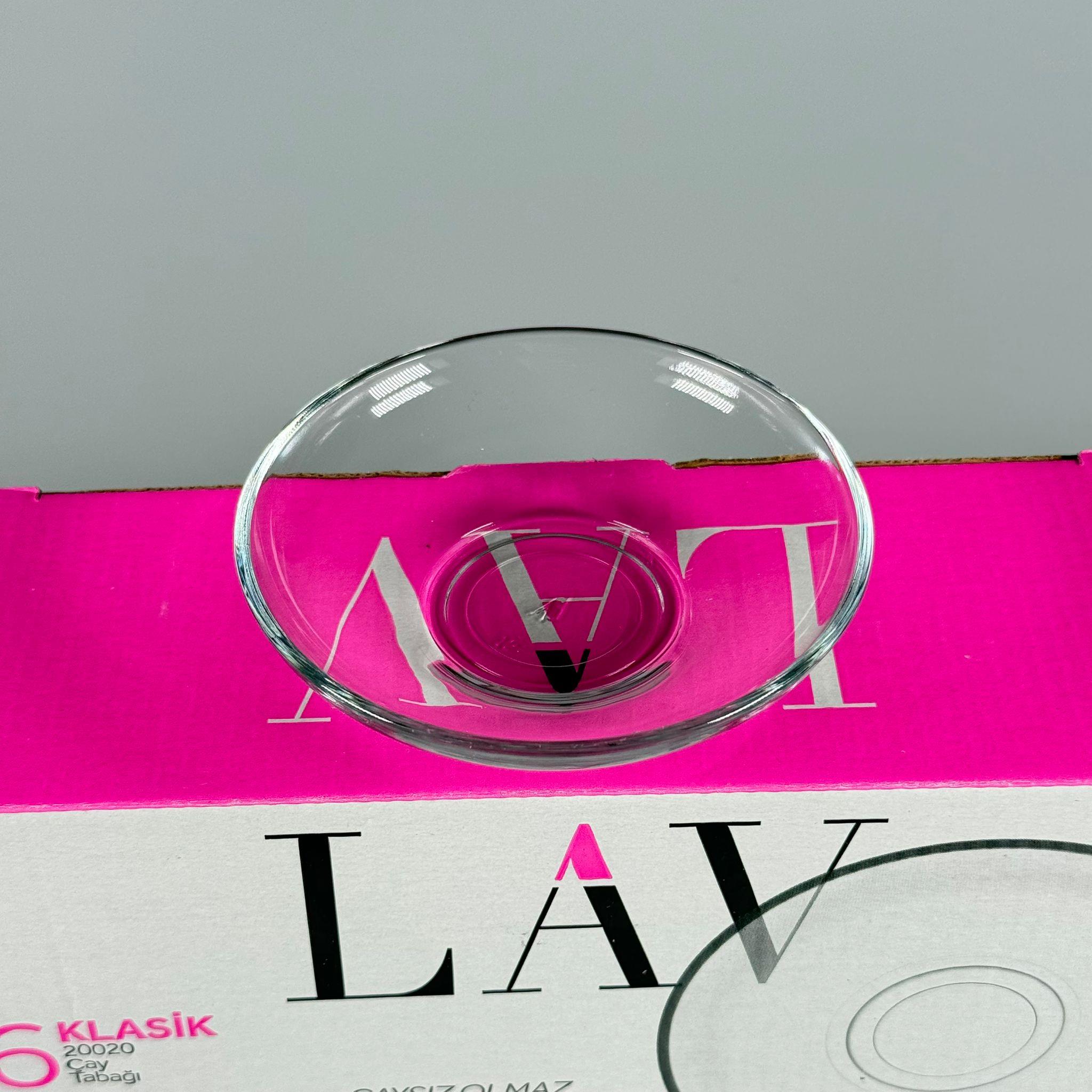 CAM ÇAY TABAK - LAV 20020 KODLU ÇAY TABAĞI - 6 LI PAKET  -  ÇAY TABAK