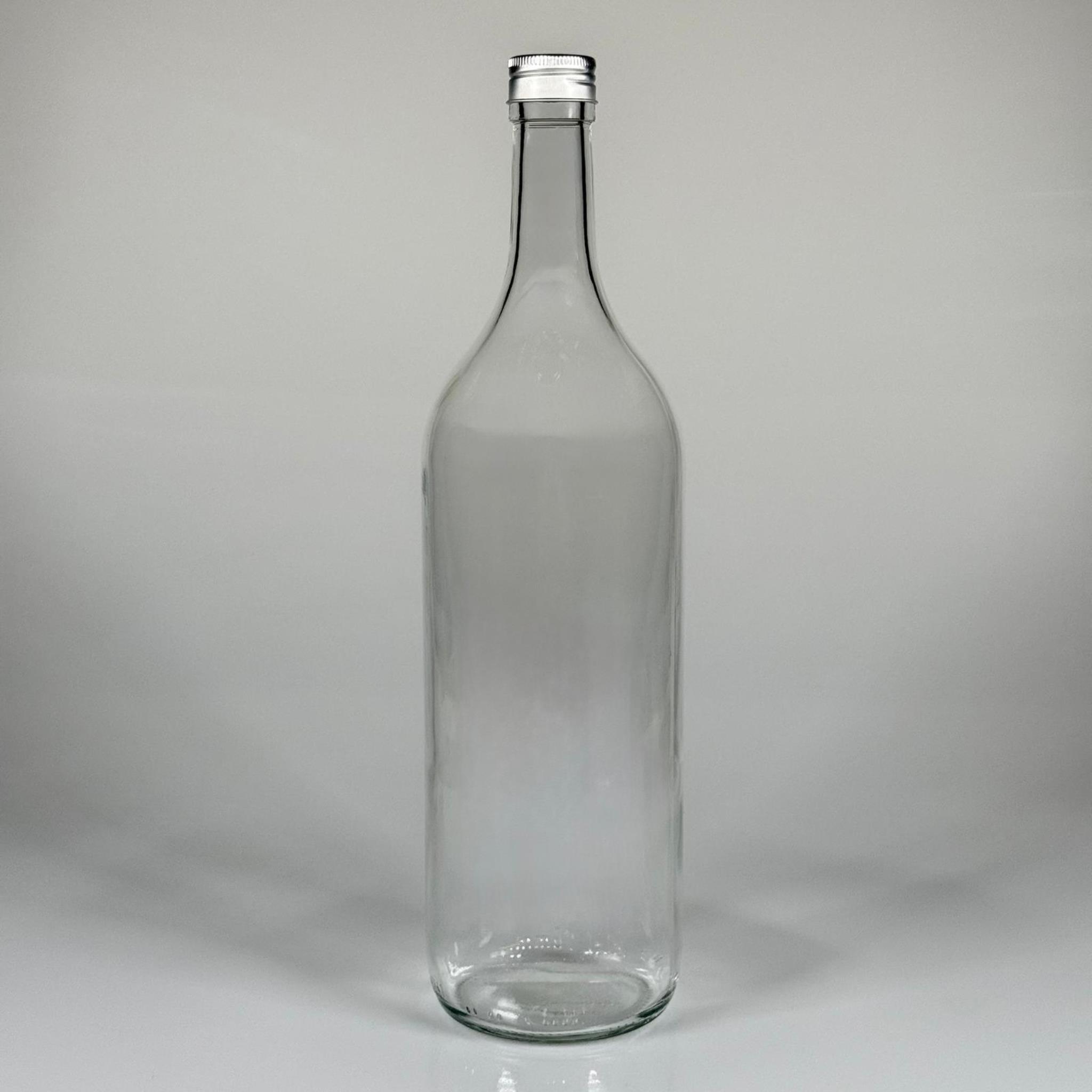 1500 CC ŞEFFAF CAM ŞİŞE - GÜMÜŞ METAL ALÜMİNYUM KAPAKLI - 1500 ML YAĞ ŞİŞESİ - SİRKE ŞİŞESİ - 1,5 LİTRE CAM ŞİŞE