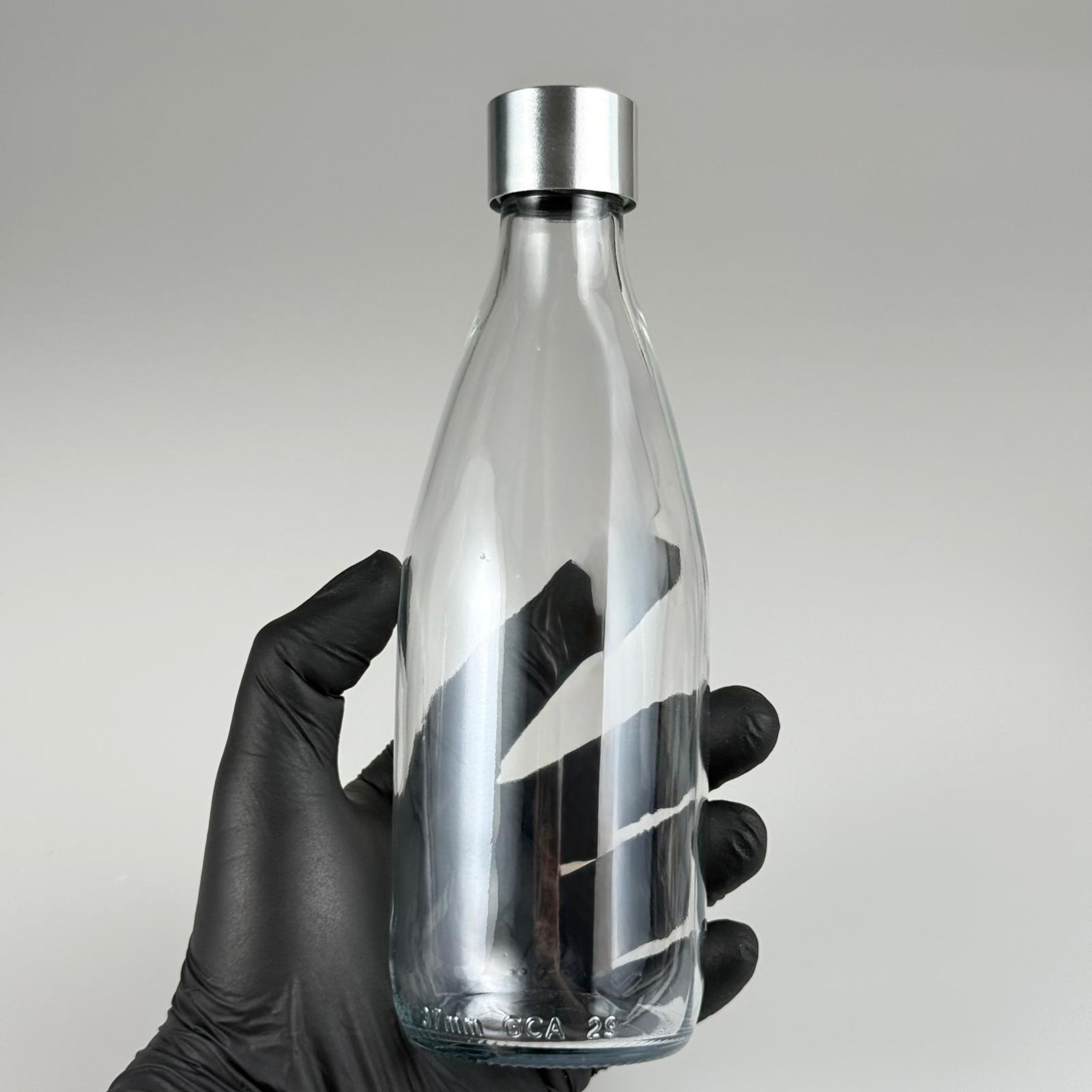 330 CC CAM ŞİŞE + ALÜMİNYUM KAPLAMALI GÜMÜŞ KAPAKLI TAKIM - 330 ML SU ŞİŞESİ