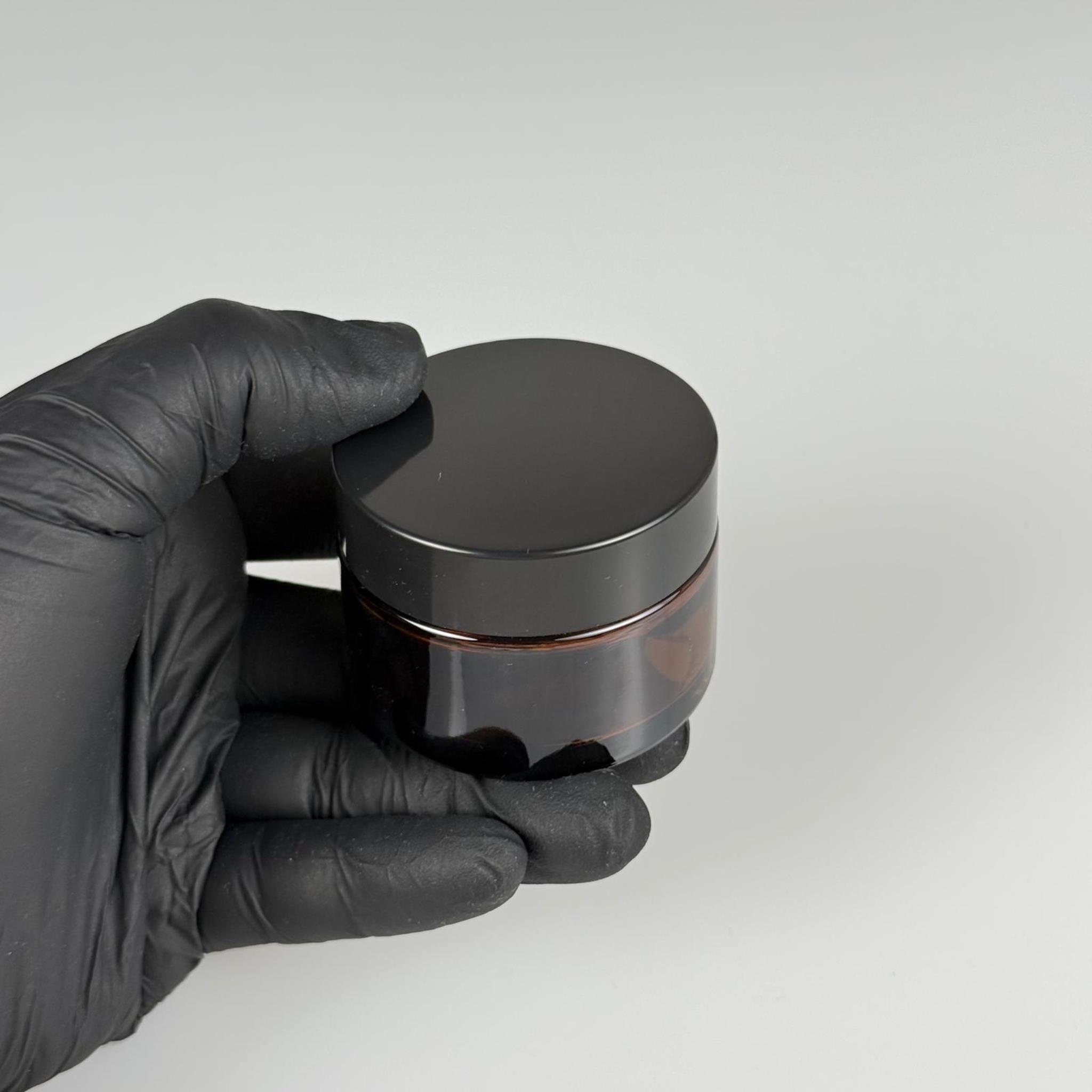 30 CC AMBER CAM KREM KAVANOZU + SİYAH KAPAK + İÇ TIPA - 30 ML Kozmetik ve Bakım Ürünleri İçin Cam Kavanozları
