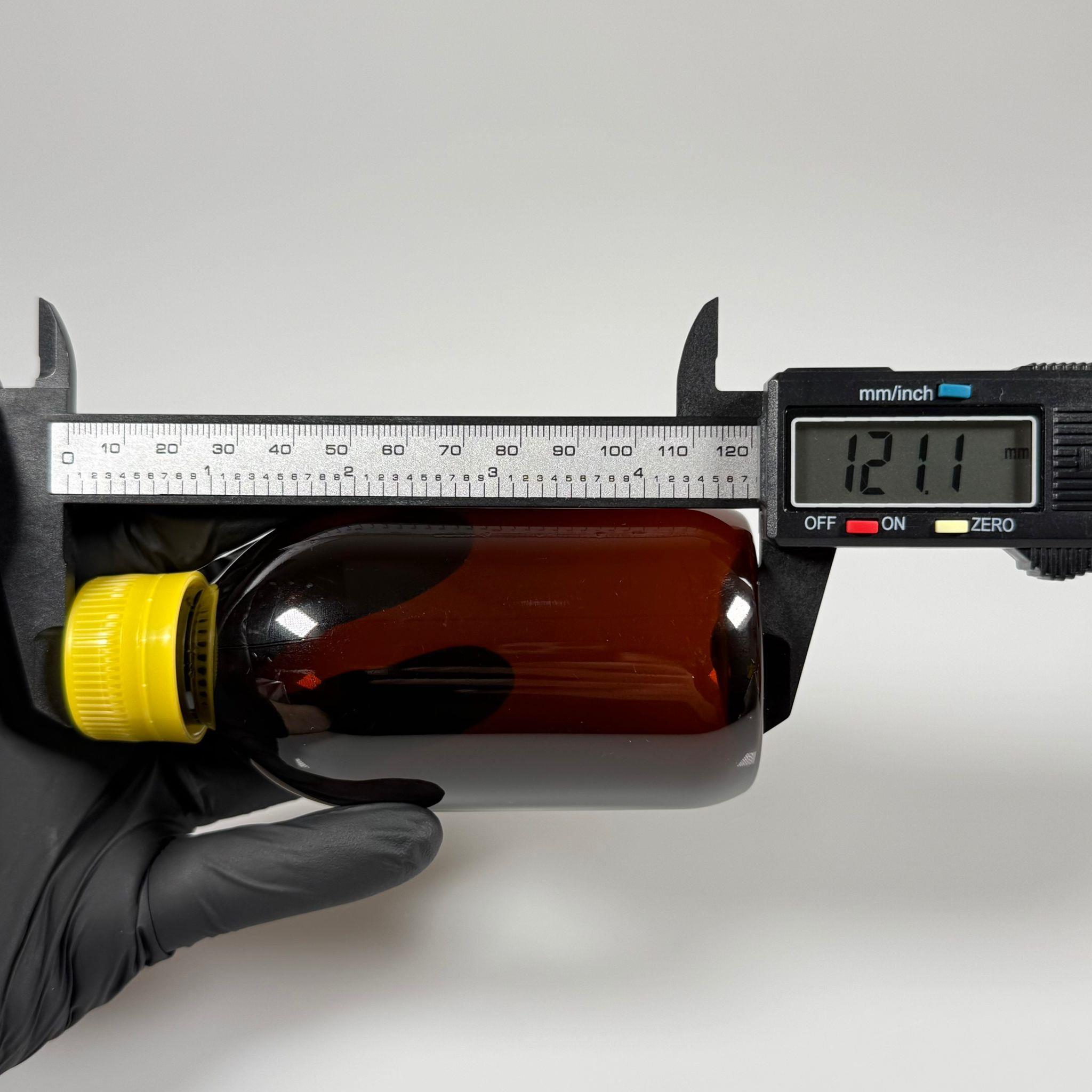 200 CC AMBER PET ECZA ŞİŞESİ - SARI KİLİTLİ CONTALI KAPAKLI  - 200 ML KAHVERENGİ PLASTİK ŞURUP ŞİŞESİ (21 GR)