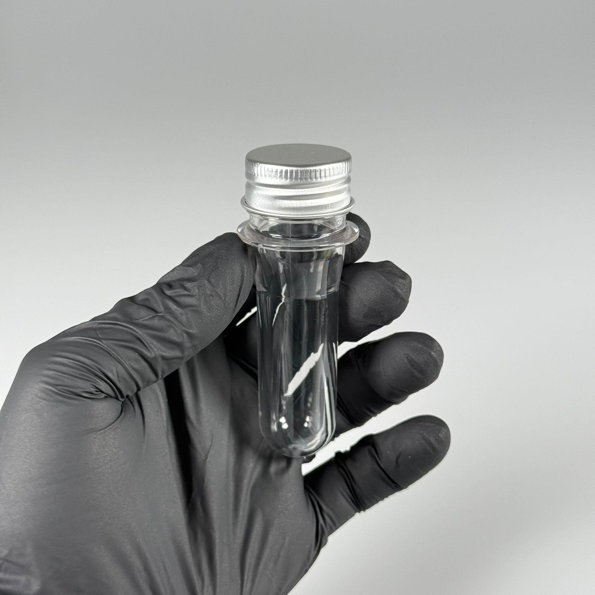 9 CM TÜP - 20 CC UZUN KALIN (20 GR) PET ŞİŞE  - GÜMÜŞ ALÜMİNYUM METAL KAPAKLI  - BAHARAT, DENEY TÜPÜ, AYAKKABI BAĞCIĞI VB İÇİN PLASTİK TÜP