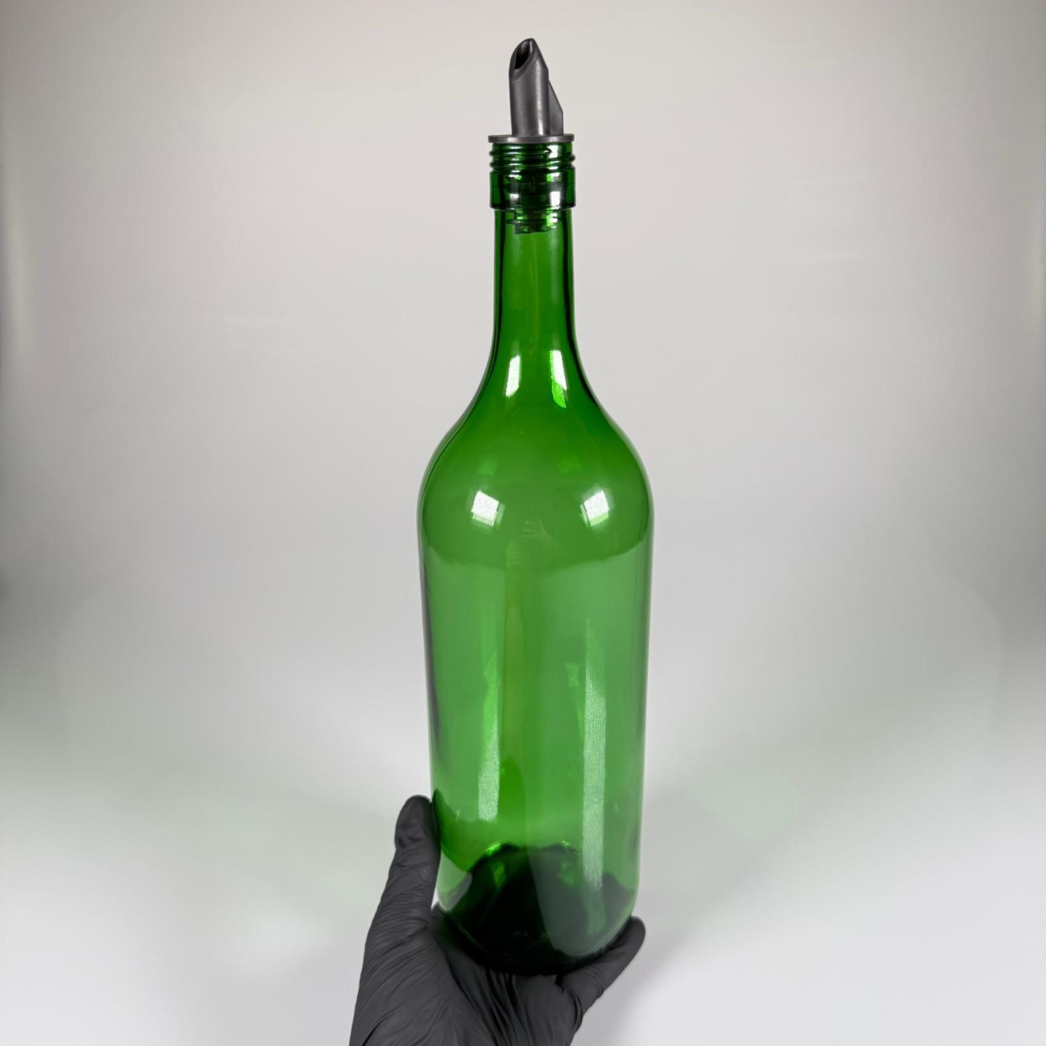 1500 CC YEŞİL CAM ŞİŞE - SİLİKON YAĞDANLIK TIPALI AKITICILI - 1,5 LİTRE YEŞİL CAM ŞİŞE - 1500 ML YAĞLIK SİRKELİK ŞİŞESİ