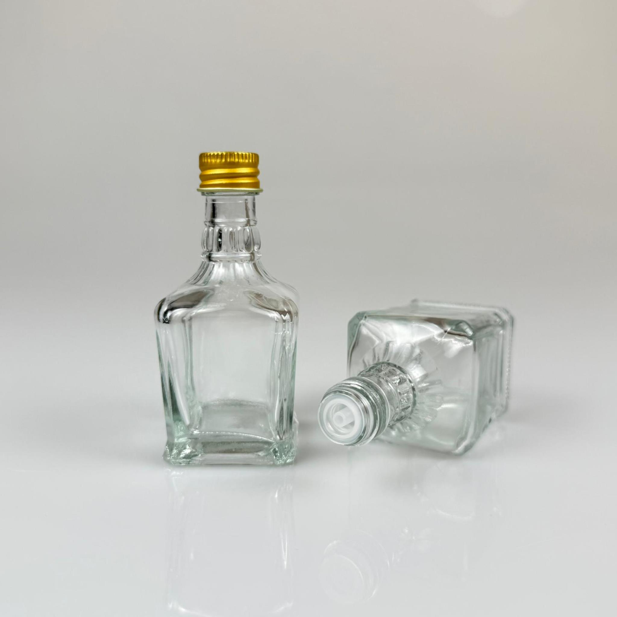 50 CC BOĞAZLI KONİK CAM ŞİŞE - GOLD METAL KAPAKLI KOLONYA TIPALI - 50 ML PRESTİJLİ ŞİŞE