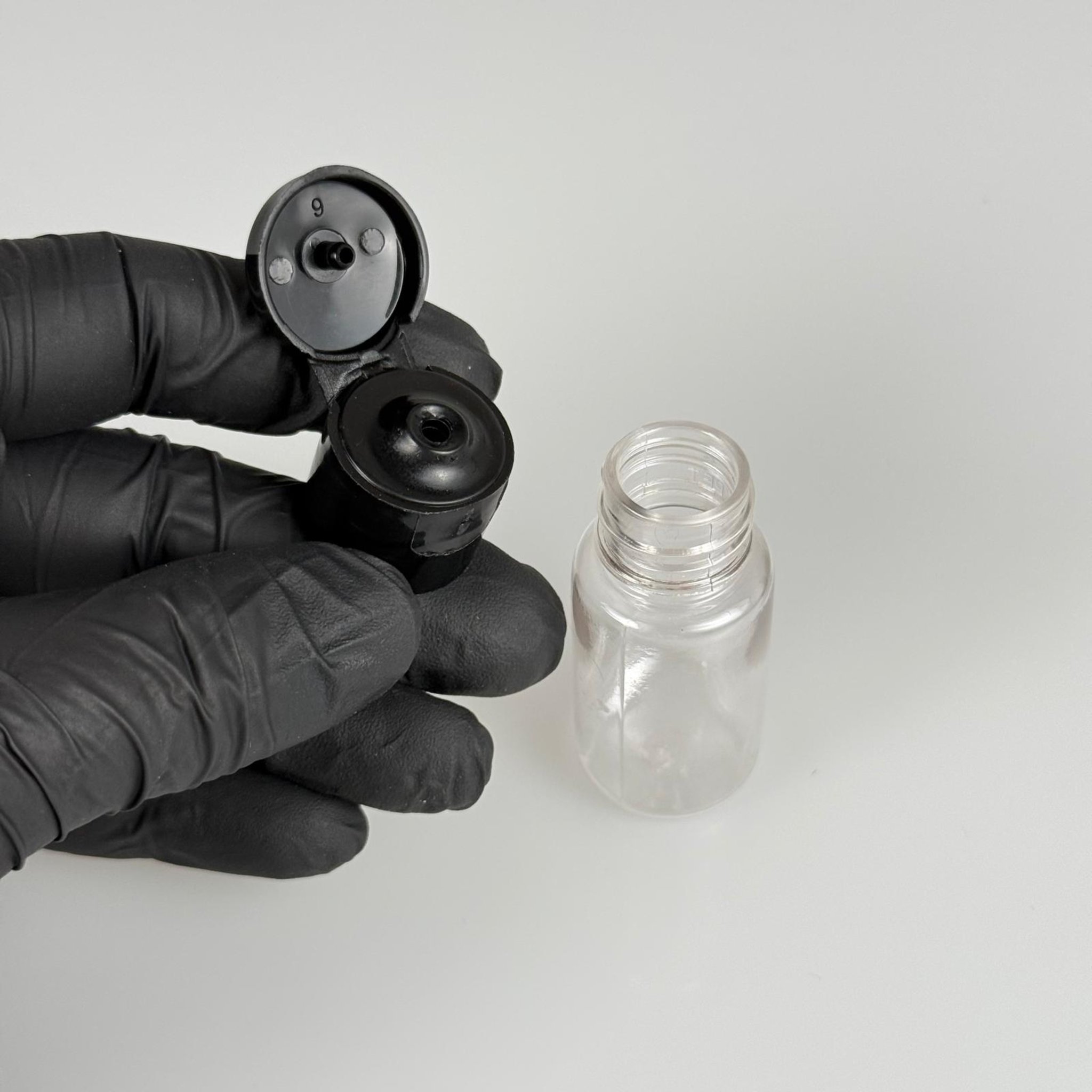 10 ML AÇILIR KAPAKLI PET ŞİŞE - 10 CC ŞEFFAF ŞİŞE + SİYAH FLİPTOP KAPAKLI TAKIM