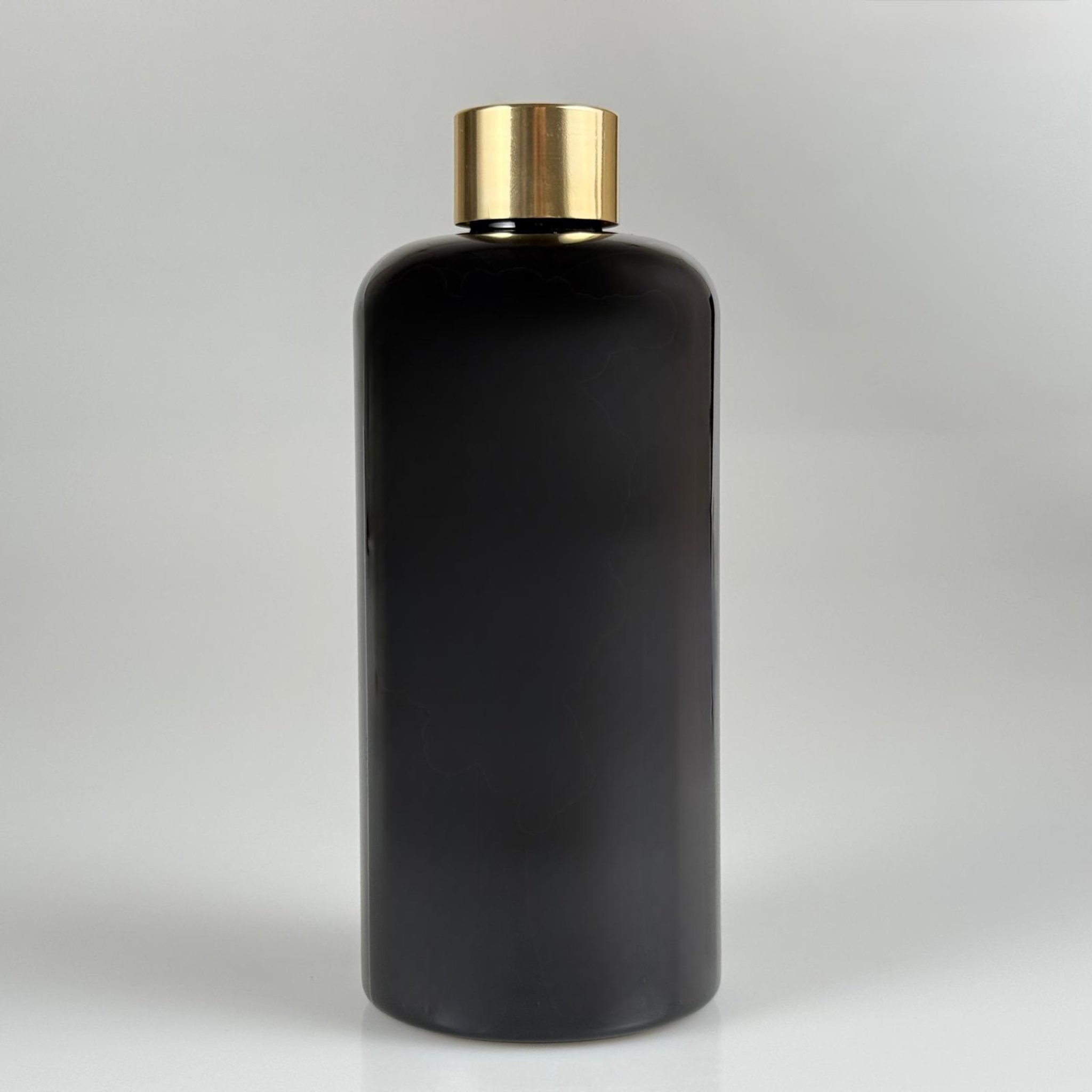 500 CC SİYAH UZUN SİLİNDİR PET ŞİŞE + ALÜMİNYUM KAPLAMALI GOLD KAPKALI TAKIM - 500 ML SİYAH PET ŞİŞE