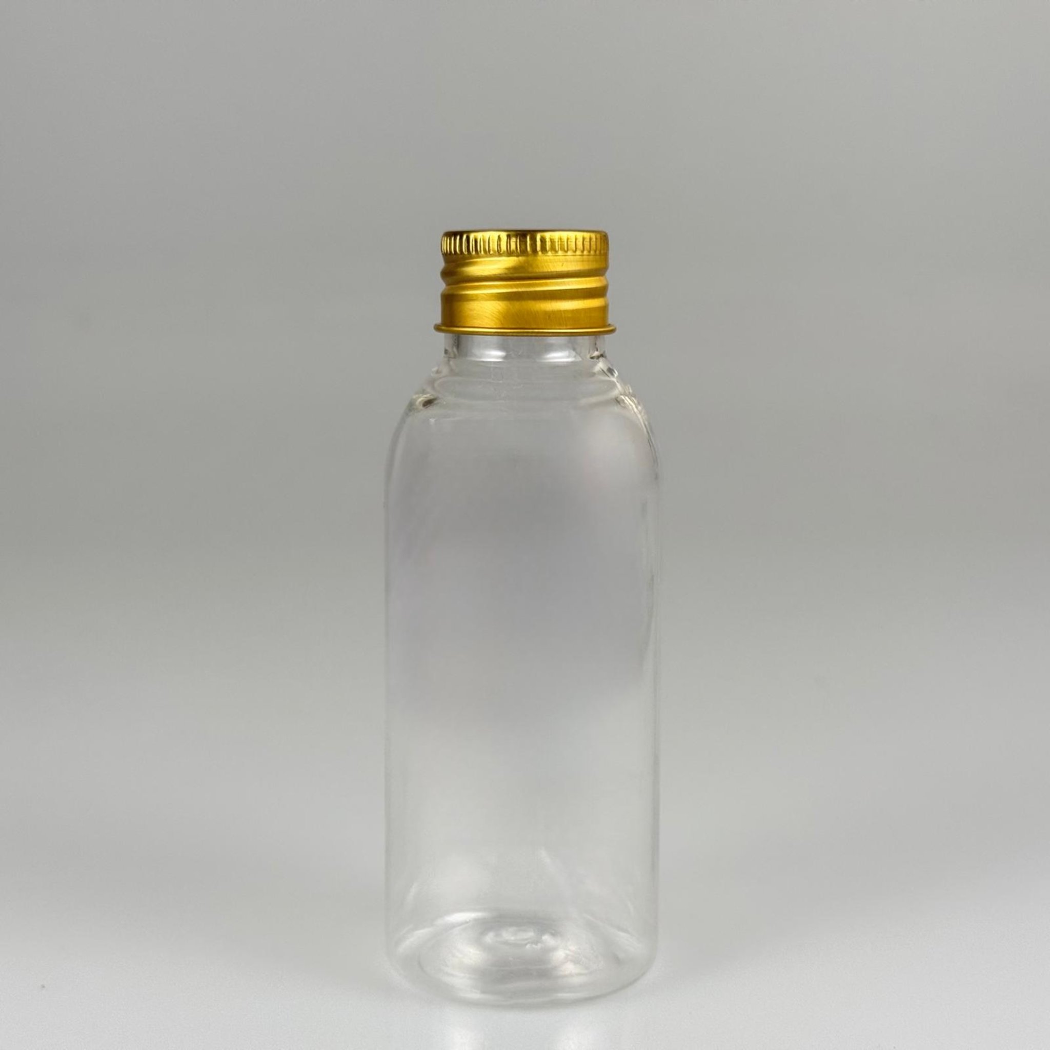 100 CC SİLİNDİR OVAL MODEL ŞEFFAF SERT PET ŞİŞE (24 AĞIZ) + KÖPÜK CONTALI GOLD METAL ALÜMİNYUM KAPAK TAKIM - 100 ML KAPAKLI KALIN PLASTİK ŞEFFAF ŞİŞELER