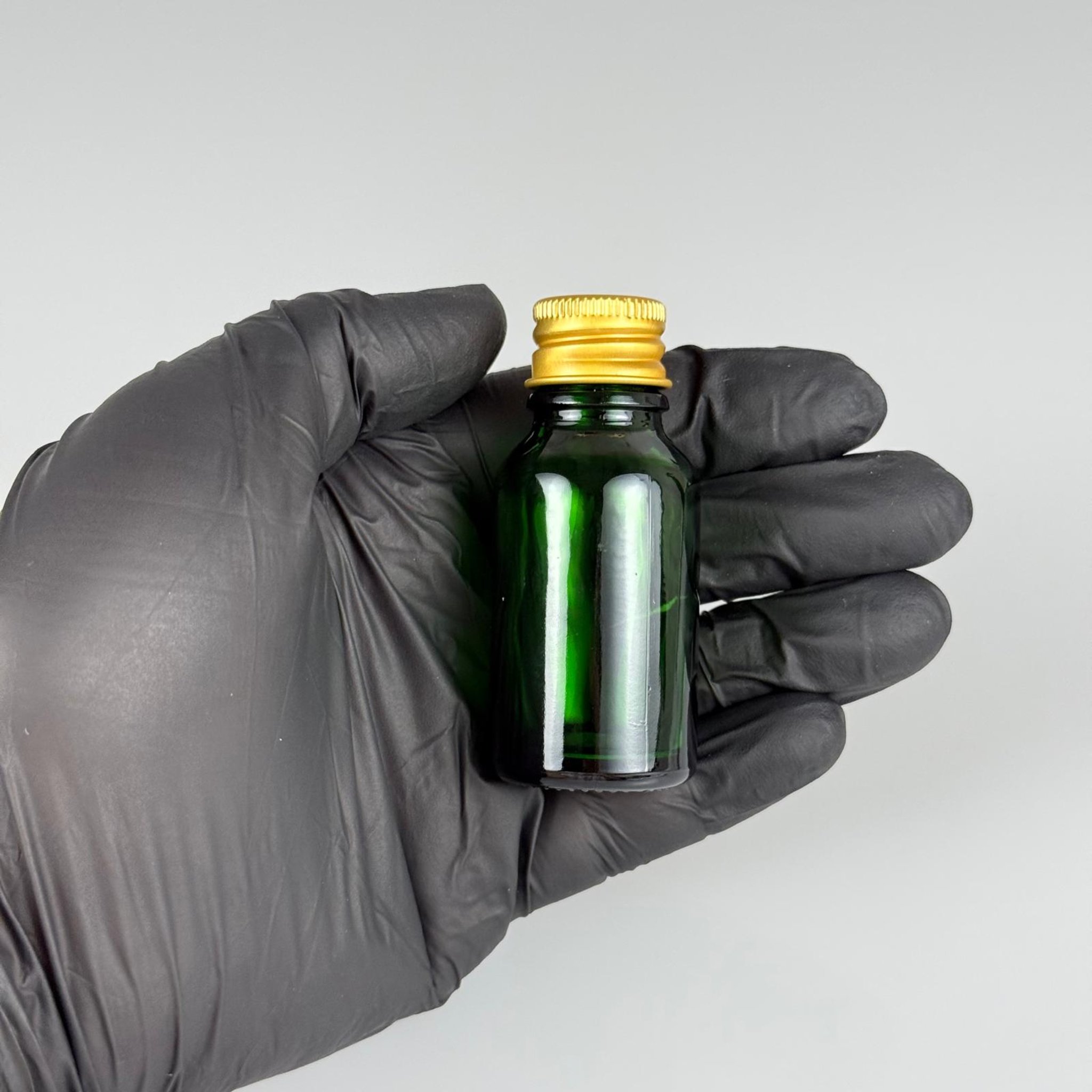 15 CC YEŞİL CAM ŞİŞE + KÖPÜK CONTALI GOLD ALÜMİNYUM METAL KAPAKLI + KOLONYA TIPALI TAKIM - 15 ML YEŞİL CAM ŞİŞE