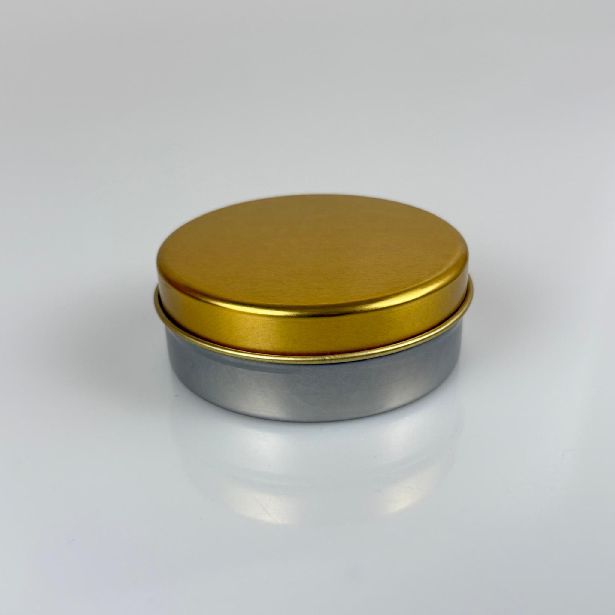 100 CC TENEKE KUTU - GÜMÜŞ - GOLD KAPAKLI - METAL AMBALAJ - MUM TENEKESİ 77 X 28 MM