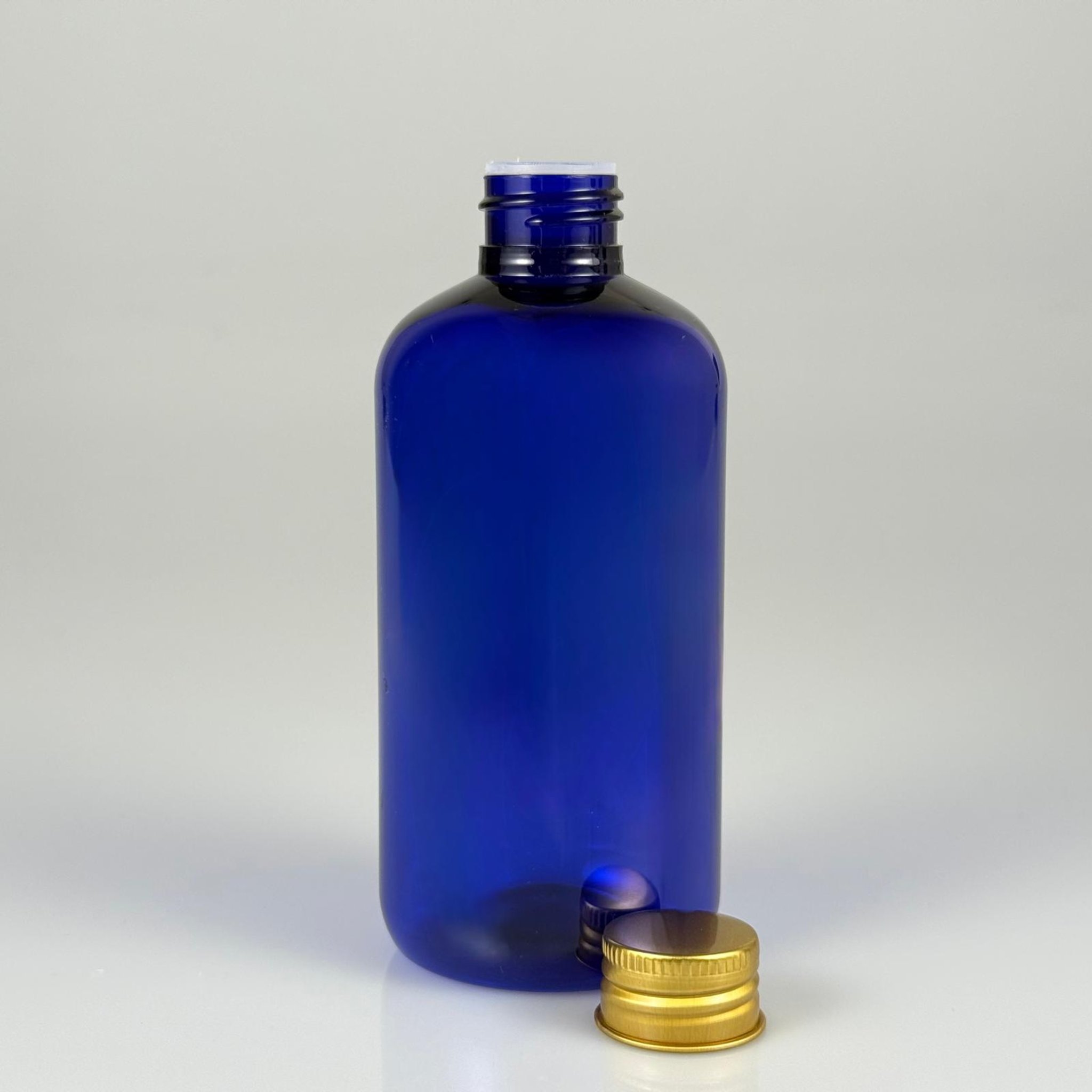 250 CC MAVİ PLASTİK ŞİŞE ZEYNEP MODEL ( 24 AĞIZ ) + KÖPÜK CONTALI GOLD METAL ALÜMİNYUM KAPAKLI + KOLONYA TIPALI TAKIM - 250 ML KAPAKLI MAVİ TOMBUL PET ŞİŞELER