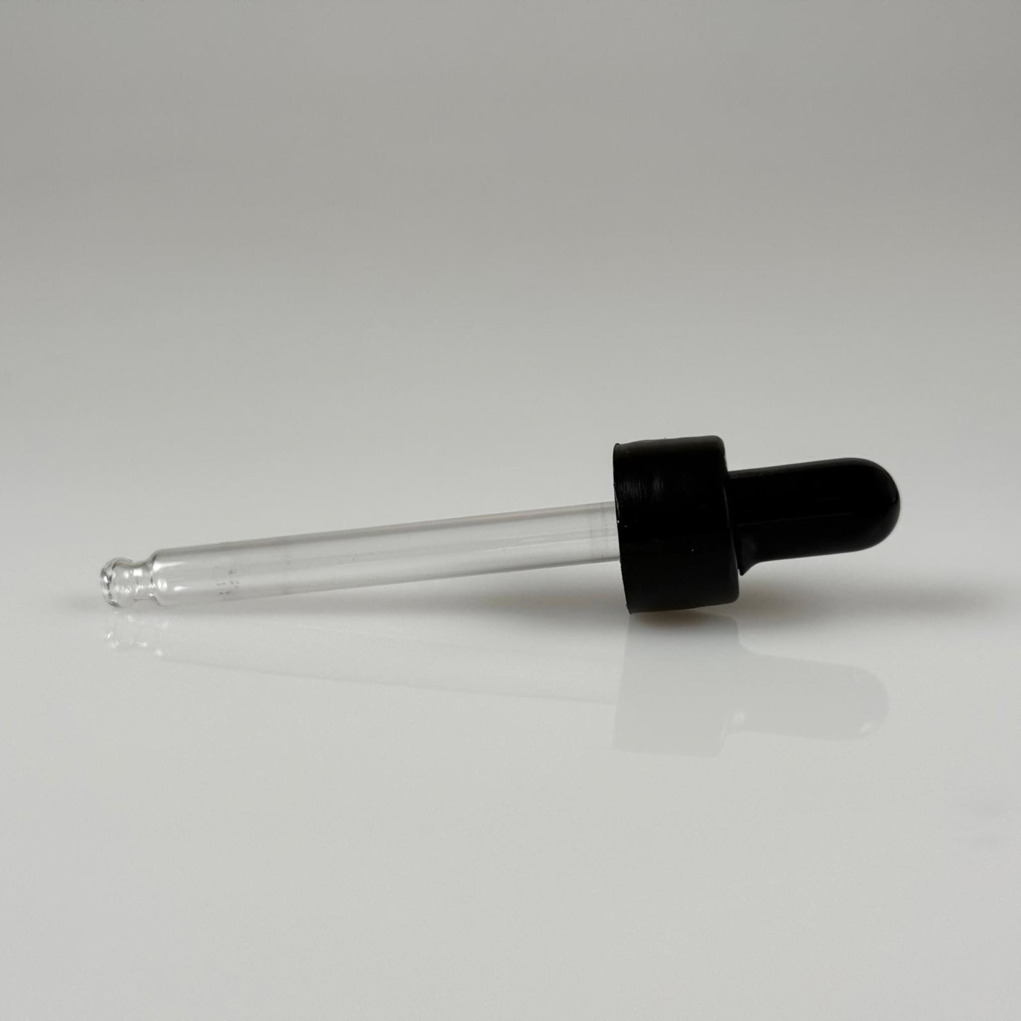 18 MM CAM DAMLALIKLI TAKIM - SİYAH EMZİK +  DELİKLİ PLASTİK DÜZ SİYAH KAPAK + 77 MM CAM PİPET