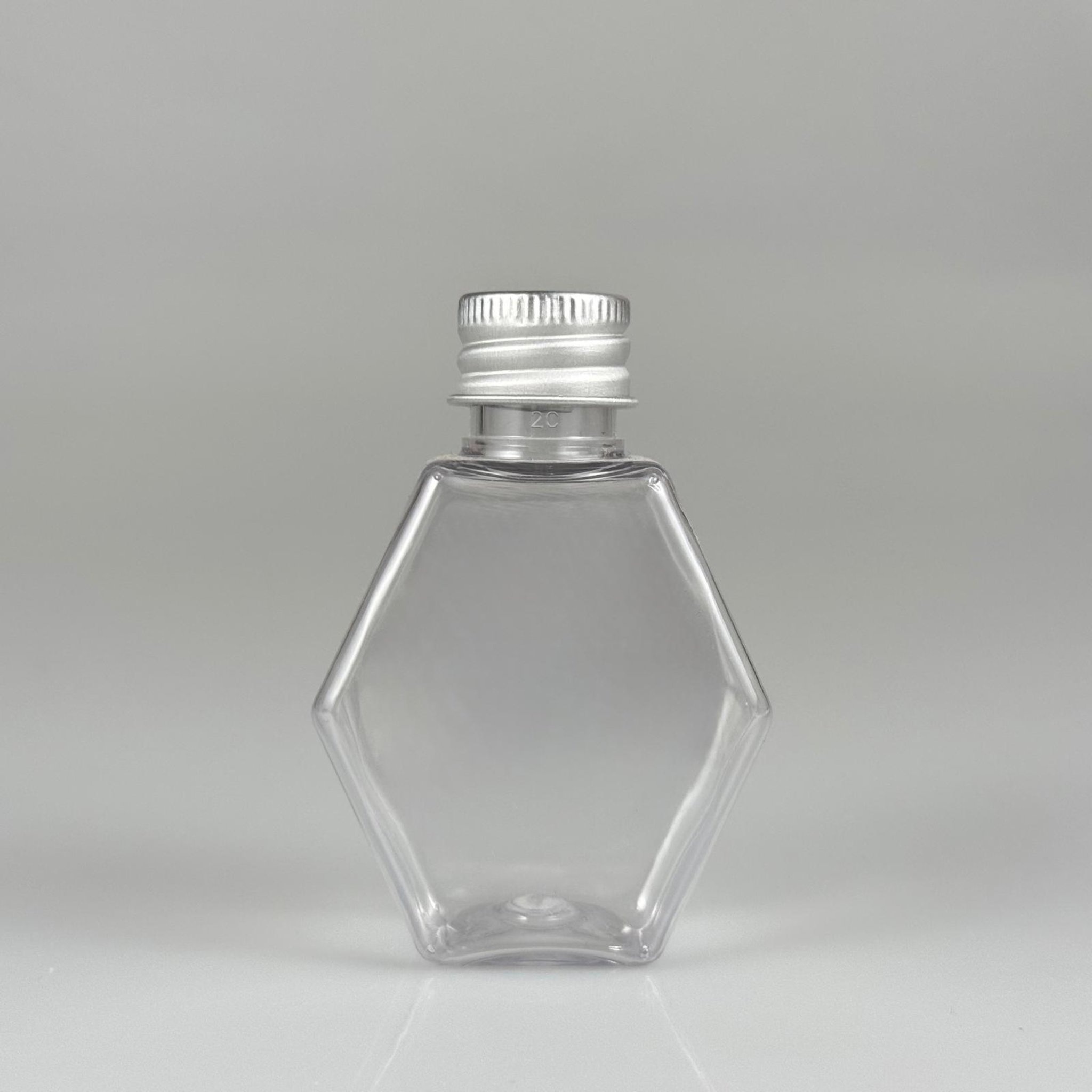 40 CC ALTIGEN PET ŞİŞE - KÖPÜK CONTALI GÜMÜŞ ALÜMİNYUM METAL KAPAKLI TAKIM - 40 ML ŞEFFAF PET ŞİŞE