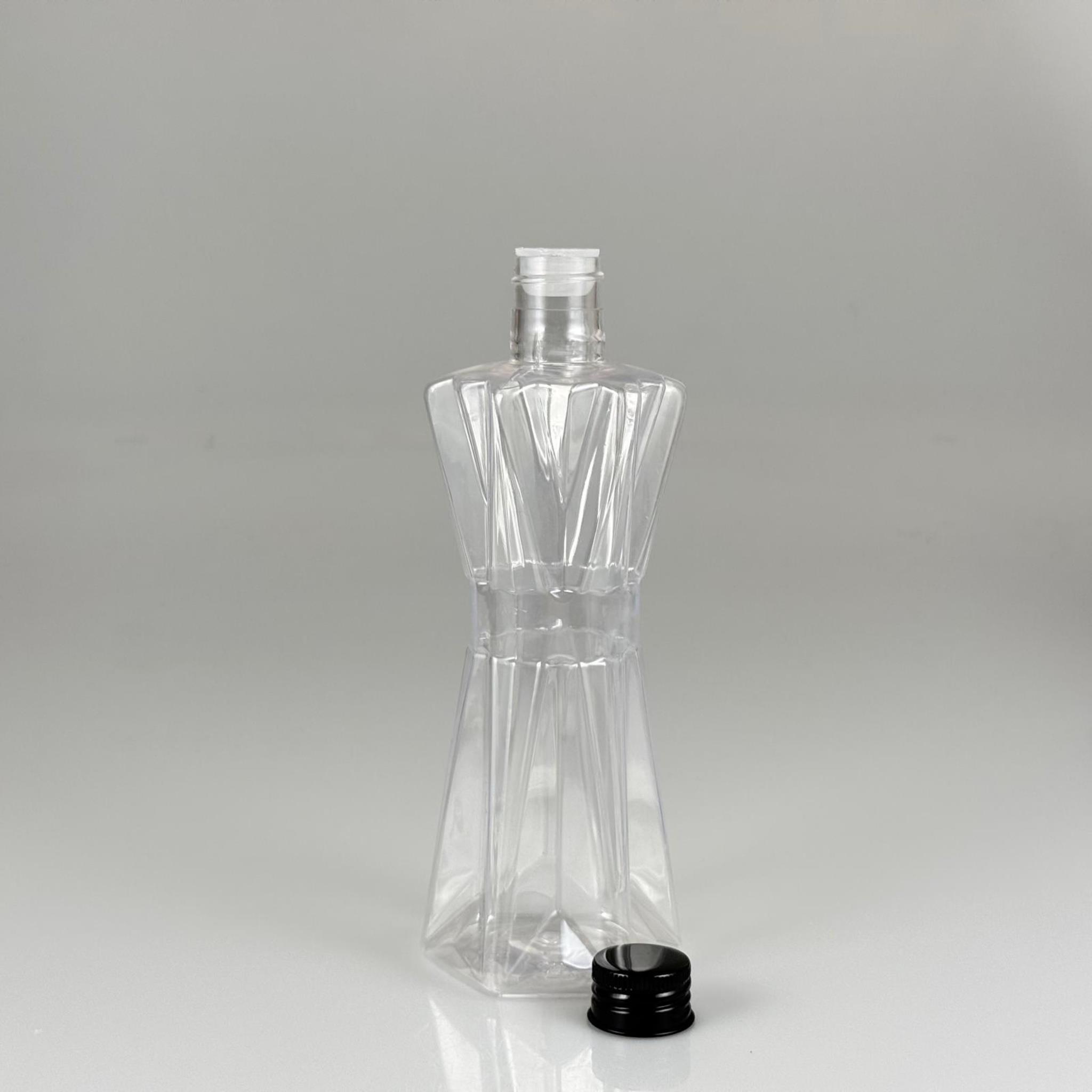300 CC ELMAS MODEL PET KOLONYA ŞİŞESİ - 24 AĞIZ (27 GR) + KÖPÜK CONTALI SİYAH METAL ALÜMİNYUM KAPAK+ KOLONYA TIPALI TAKIM - 300 ML KAPAKLI PLASTİK ŞİŞELER