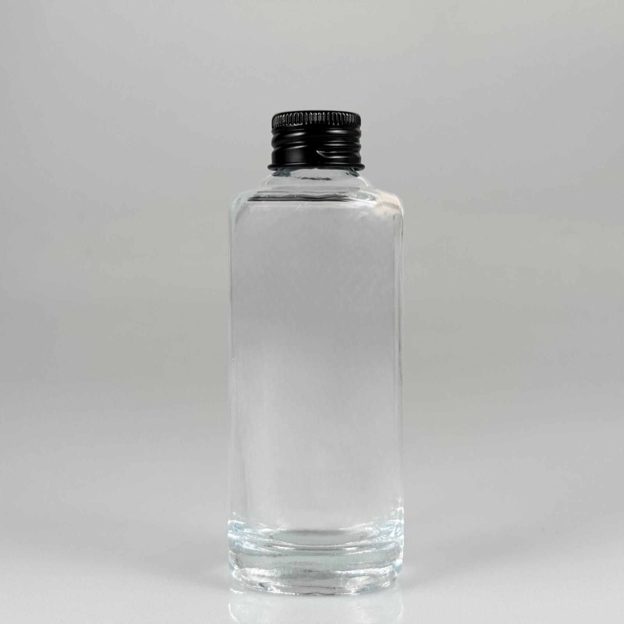 100 CC ŞEFFAF OVAL CAM ŞİŞE (24 AĞIZ) + KÖPÜK CONTALI SİYAH METAL ALÜMİNYUM KAPAK - 100 ML OVAL CAM ŞİŞE
