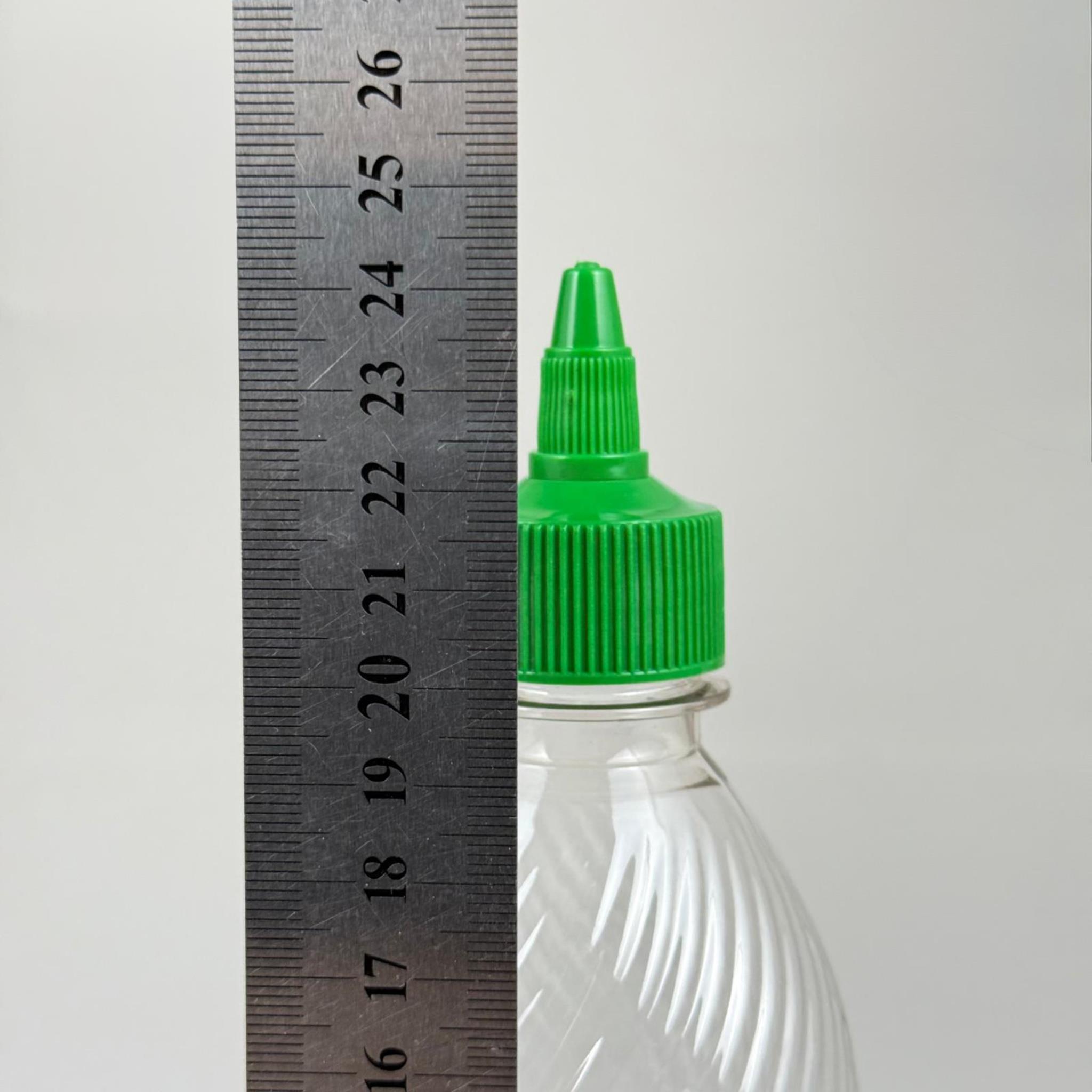 ZEYTİNYAĞI, SOS, ACI SOS, SİRKE, SRIRACHA VB BOŞ ŞİŞELERİ - YEŞİL SİVRİ TWİST AKITICI KAPAK + 500 ML ŞEFFAF KÜT PET PLASTİK ŞİŞE TAKIM