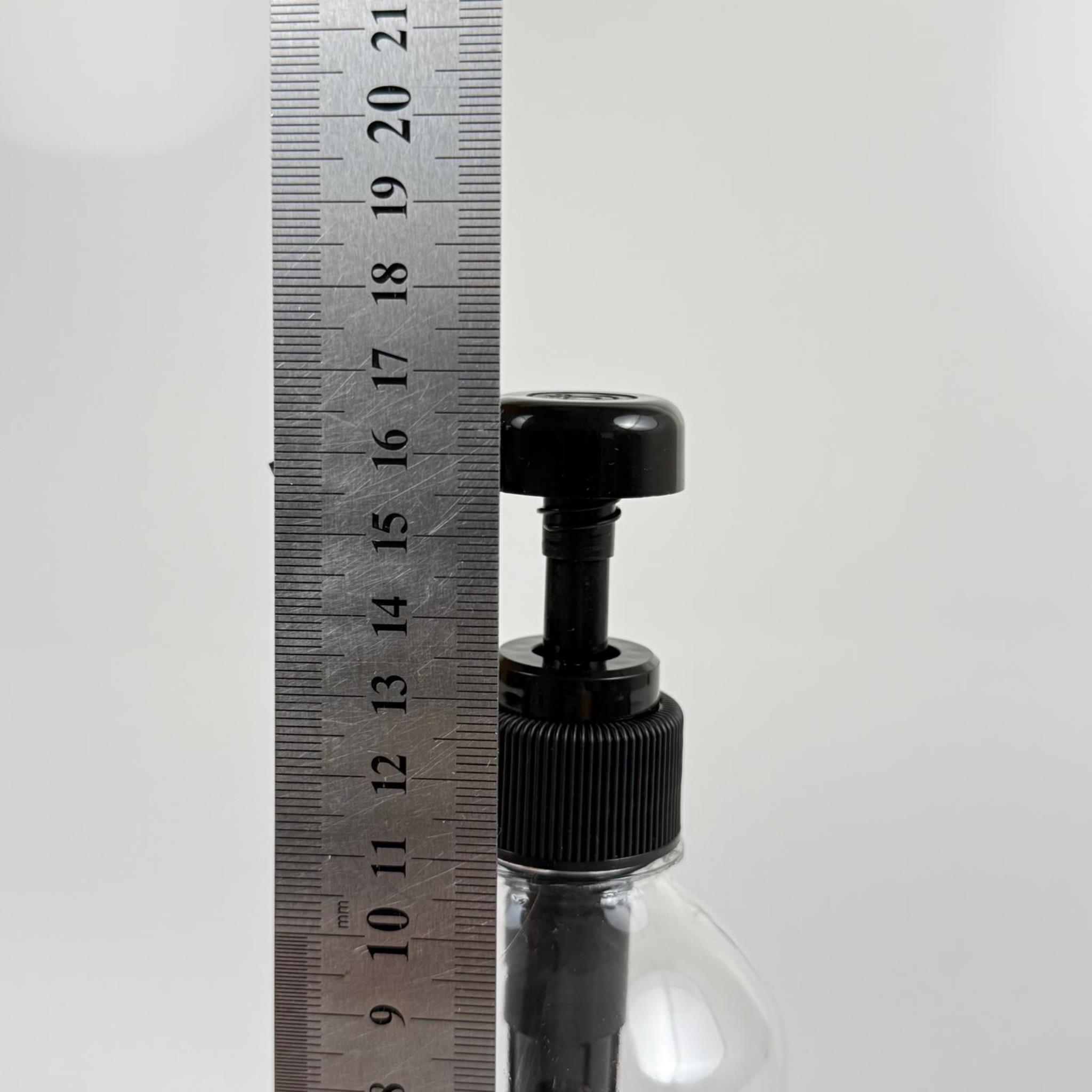 250 CC PET ŞEFFAF OVAL MODEL ŞİŞE - SİYAH DOZAJ POMPALI (HER BASMADA 4 CC SIVI ATAR) - 0,25 LT POMPALI ŞİŞE - ŞURUP, ŞAMPUAN, KREM GİBİ YOĞUN KIVAMLI SIVILARDA KULLANILIR