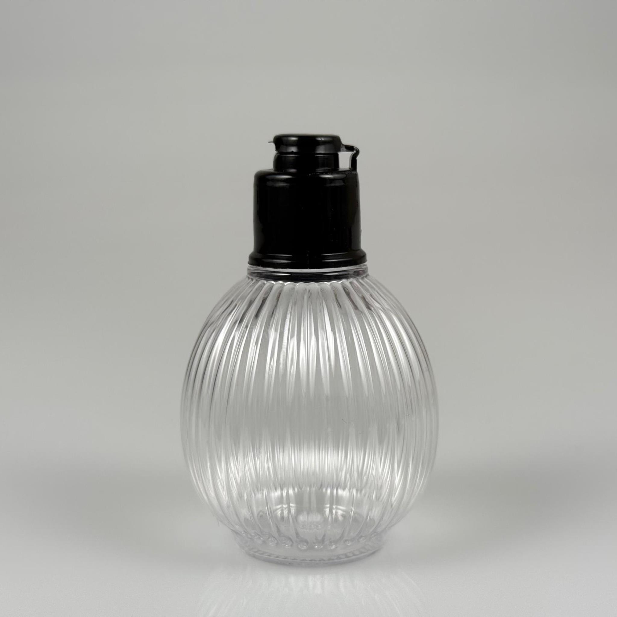 50 CC TOP ÇİZGİLİ DESENLİ 18 MM SİYAH YENİ MODEL FLİPTOP KAPAKLI PET ŞİŞE - 50 ML TOP MODEL ÇİZGİLİ YENİ MODEL FLİPTOP KAPAKLI PLASTİK ŞİŞE
