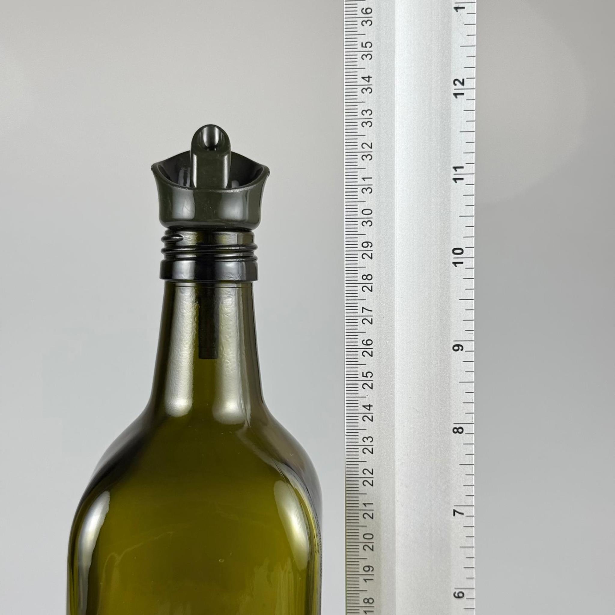 Akıtmaz Kapaklı Şık Cam Yağlık – Zeytinyağı ve Sirke İçin - Restoran Tipi 1000 ML Yeşil Maraska Kare Yağdanlık Koyu Yeşil Akıtıcı Başlıklı