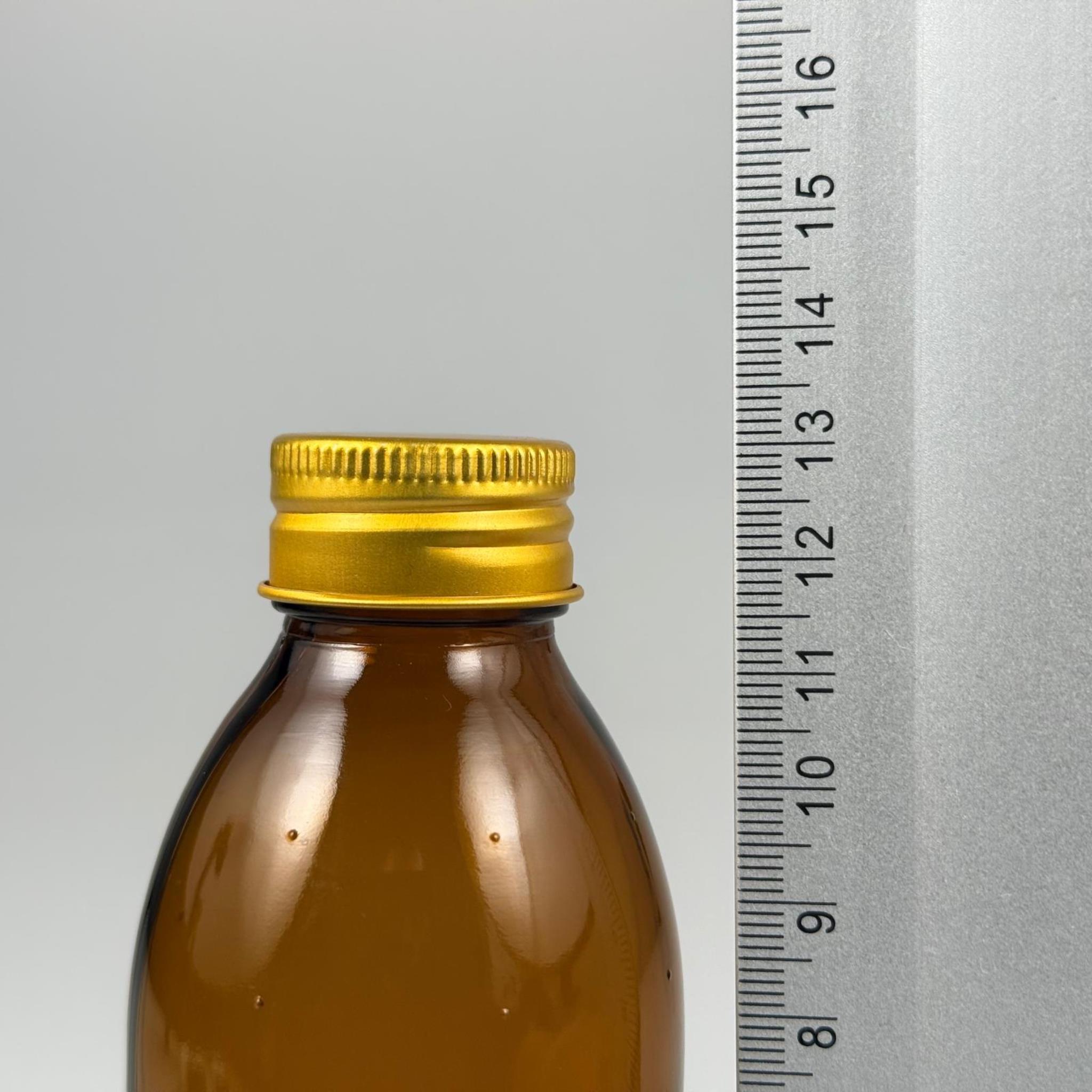 160 CC AMBER CAM ŞİŞE - GOLD METAL ALÜMİNYUM KAPAKLI - 160 ML CAM ŞİŞE - KAHVERENGİ ECZA ŞİŞESİ
