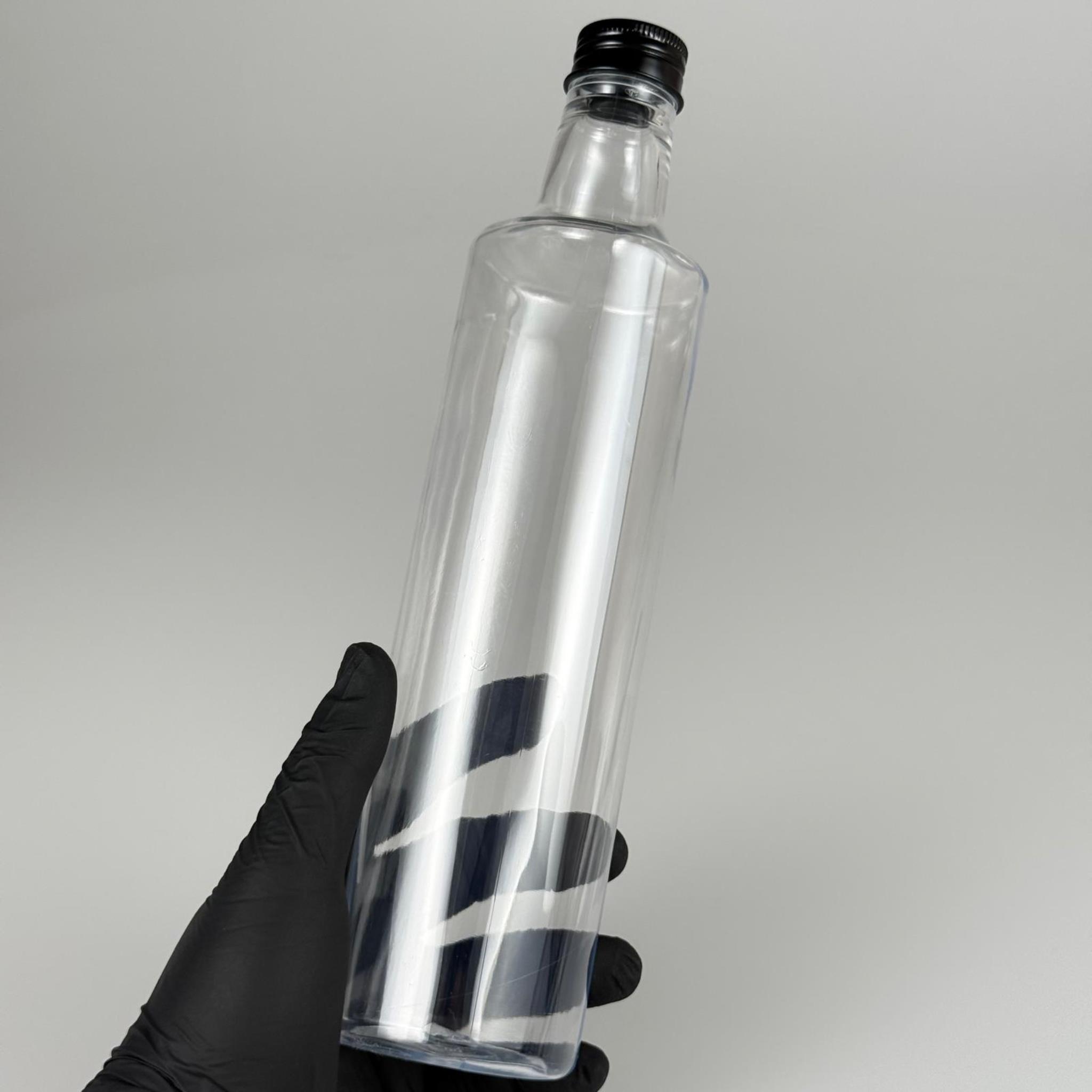 500 CC DORİKA SİLİNDİR PET ŞİŞE - CONTALI SİYAH METAL KAPAKLI -  (60 GR) CAM GÖRÜNÜMLÜ SERT KALIN KIRILMAZ 500 ML SİLİNDİR PLASTİK ŞİŞE
