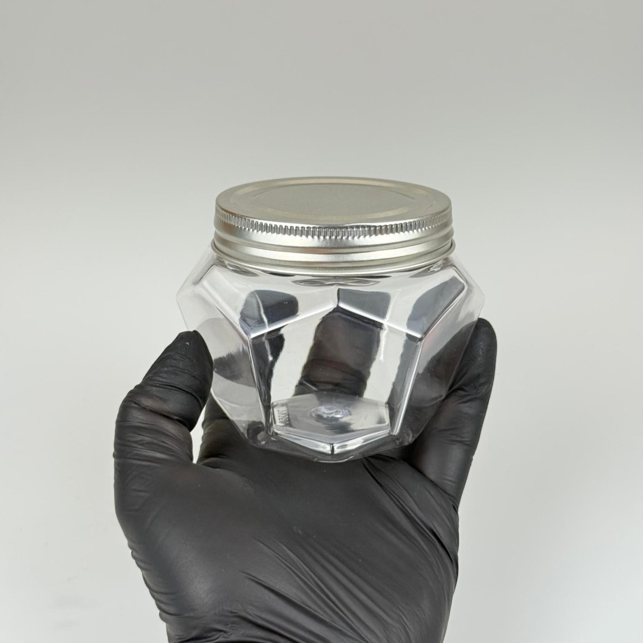 250 ML SERT PET ALTIGEN KAVANOZ + GÜMÜŞ METAL KAPAK + İÇ TIPA - 250 CC KALIN ŞEFFAF PLASTİK KAVANOZ GÜMÜŞ METAL KAPAKLI İÇ TIPALI TAKIM - KREM KAVANOZLARI