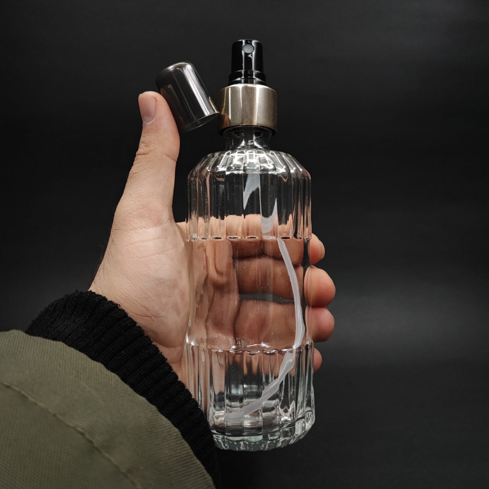 200 CC SİLİNDİR ZÜMRÜT MODEL CAM KOLONYA ŞİŞE - GOLD SPREYLİ - 200 ML ZÜMRÜT CAM KOLONYA ŞİŞELERİ