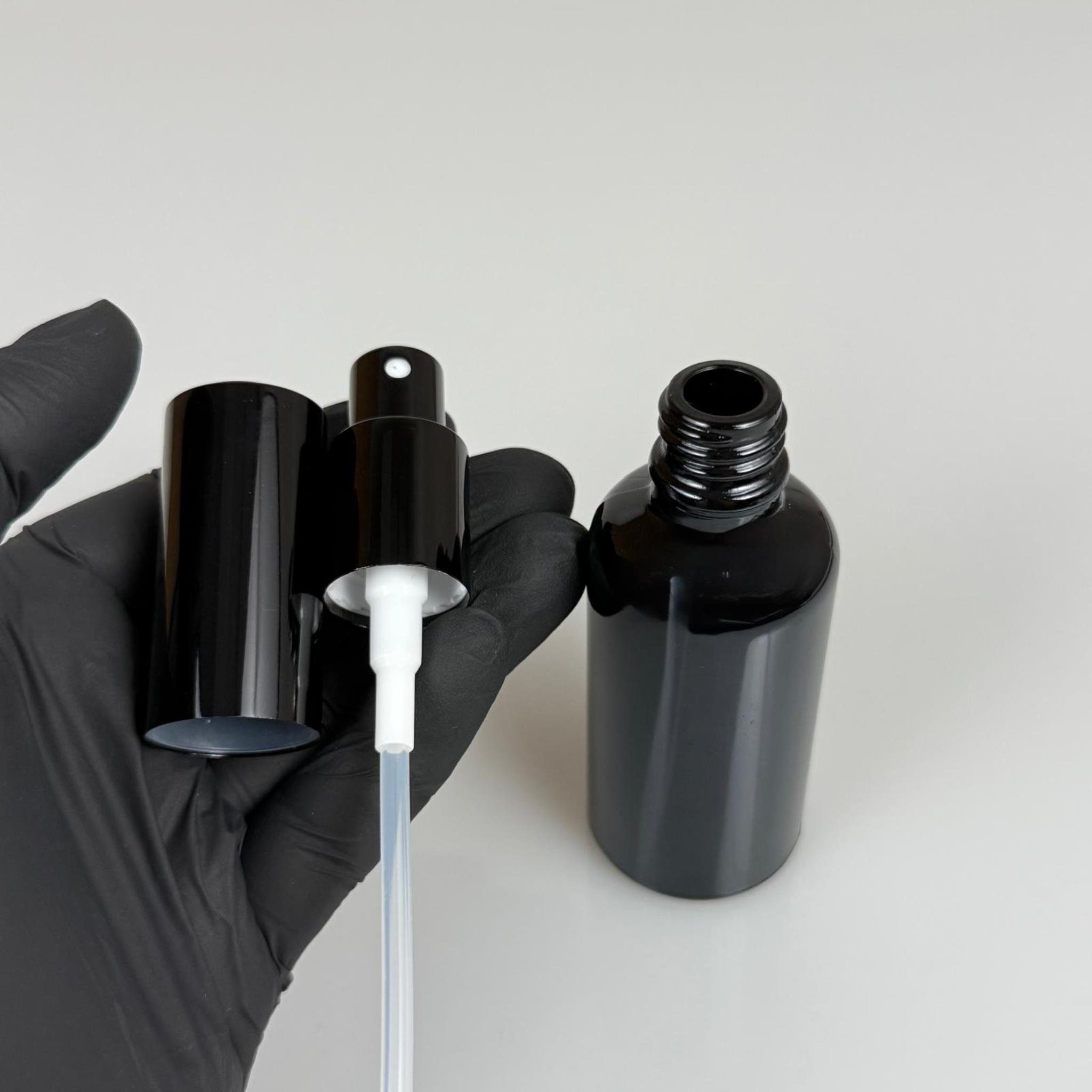 50 ML LÜKS VİDALI VALF ÇEVİRME PARFÜM ŞİŞELERİ - 50 CC SİYAH CAM ŞİŞE - SİYAH METAL SPREYLİ KAPAKLI SET