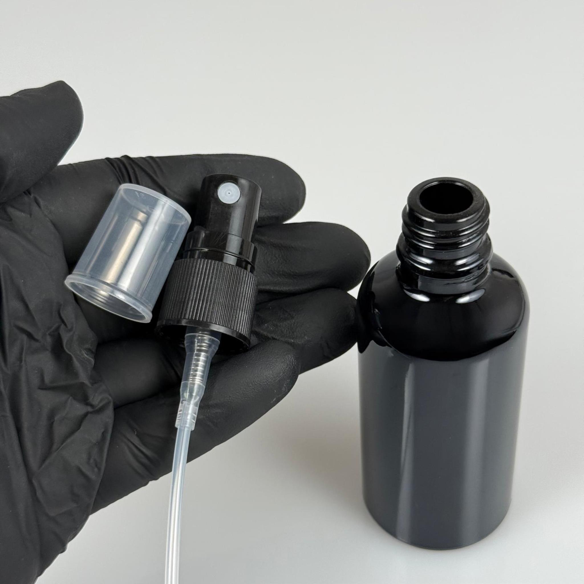 50 CC SİYAH CAM ŞİŞE SİYAH SPREYLİ TAKIM - 50 ML PARFÜM ŞİŞESİ