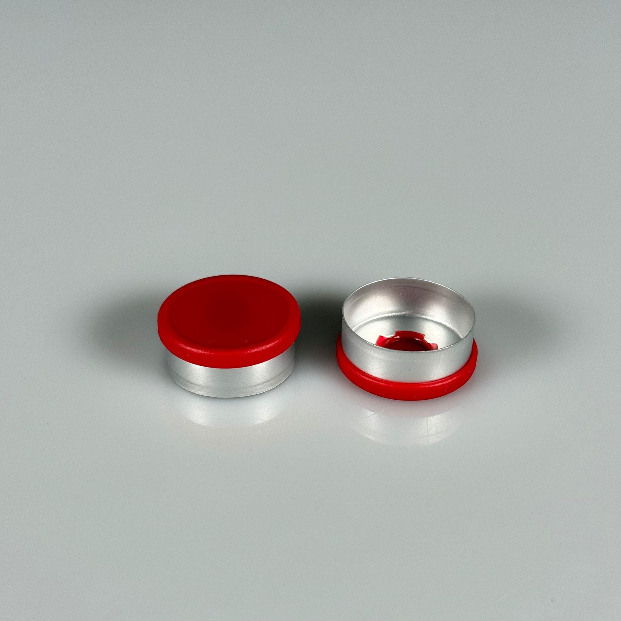 PENİSİLİN ALÜMİNYUM FLAKON KAPAK ÜSTÜ DÜZ KIRMIZI - 20 MM DÜZ RENKLİ FLİP-OFF KAPAK