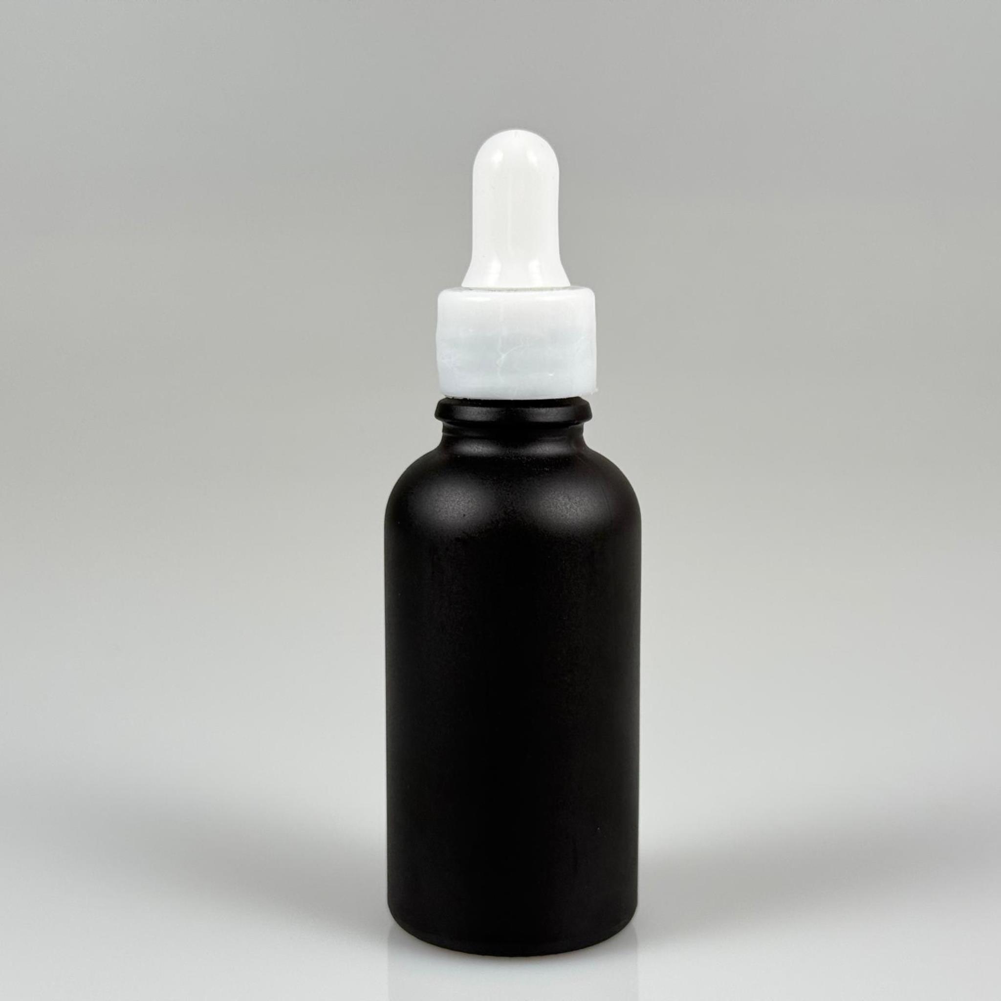 30 CC MAT SİYAH İNCE UÇLU CAM DAMLALIKLI ŞİŞE - BEYAZ EMZİK + BEYAZ DÜZ KAPAK + CAM PİPET TAKIM - 30 ML MAT SİYAH İNCE UÇLU DAMLALIKLI ŞİŞE SETİ