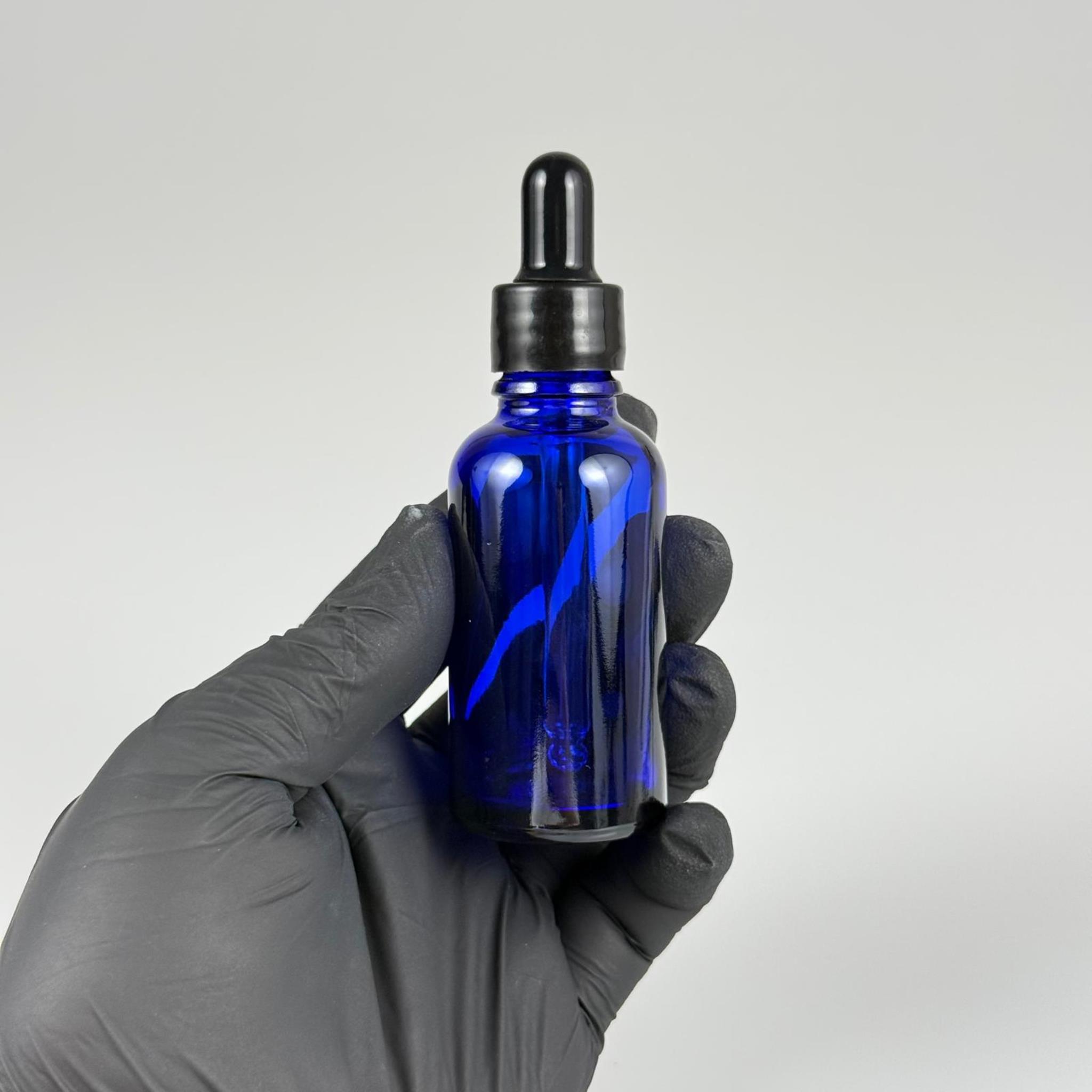 30 CC MAVİ CAM DAMLALIKLI ŞİŞE - SİYAH EMZİK + SİYAH DÜZ KAPAK + CAM PİPET TAKIM - 30 ML DAMLALIKLI ŞİŞE SETİ