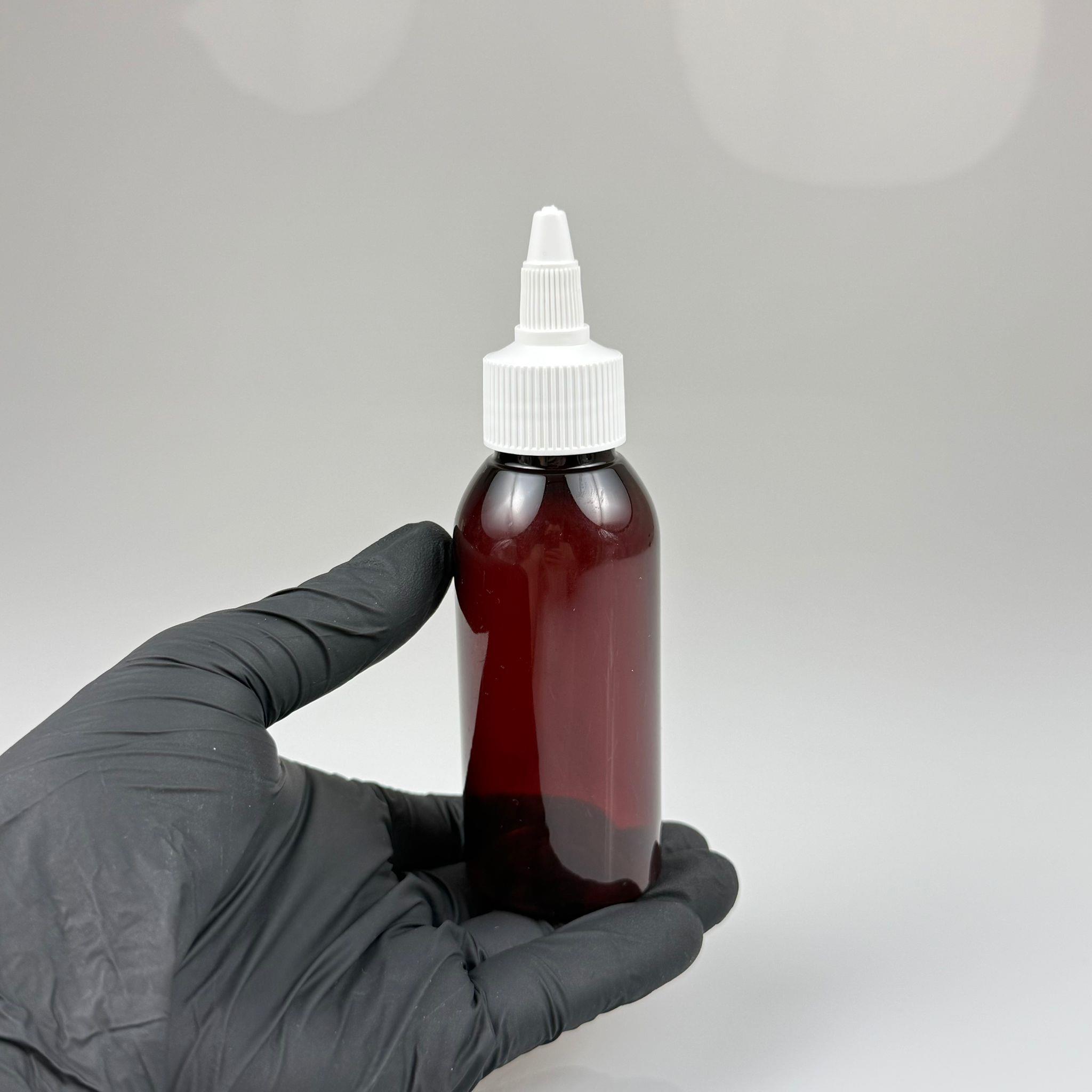 YAĞ, SOS, ACI SOS, SİRKE, SRIRACHA, MÜREKKEP, TUTKAL AKITICI VB BOŞ ŞİŞELERİ - BEYAZ SİVRİ TWİST AKITICI KAPAK + 100 ML AMBER SERT PET PLASTİK ŞİŞE TAKIM