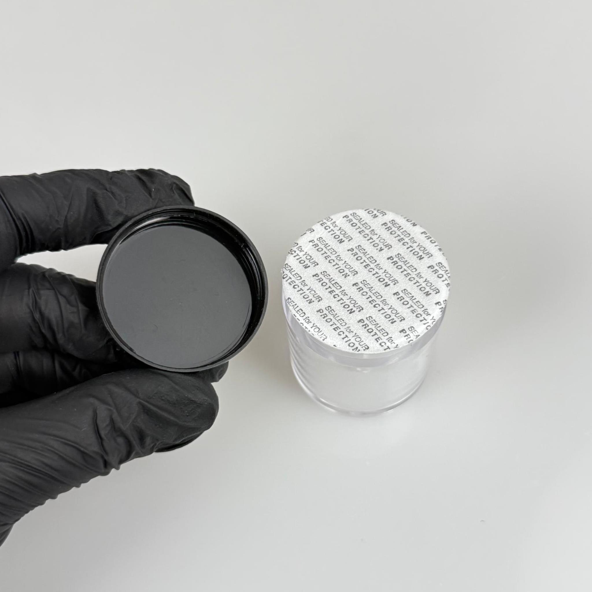 30 CC KRİSTAL KAVANOZ - SİYAH KAPAKLI + KENDİNDEN YAPIŞKANLI KÖPÜK CONTALI - 30 ML KREM KAVANOZ KALIN ŞEFFAF PLASTİK MİKA AKRİLİK