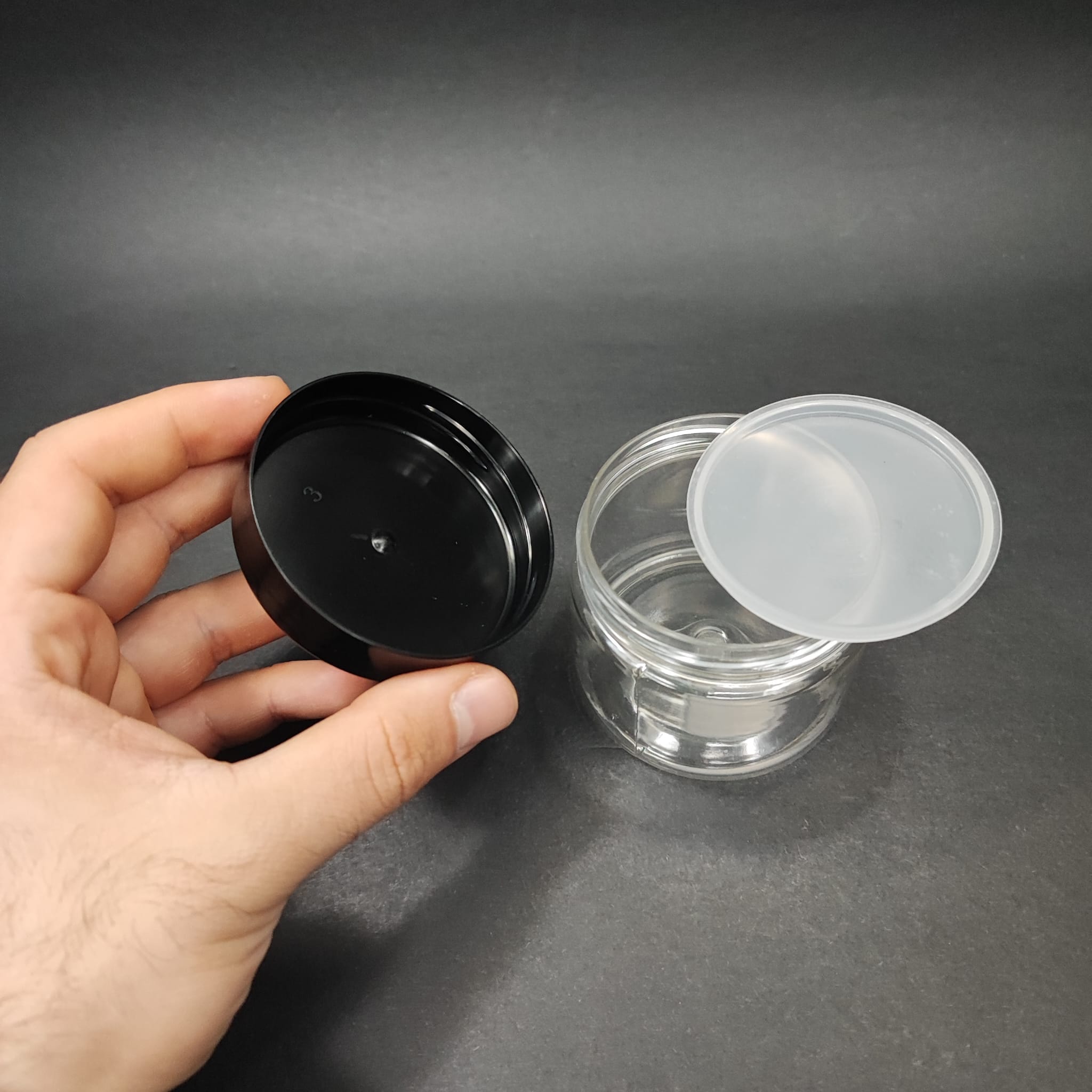 100 CC PET KAVANOZ- SİYAH KAPAKLI + İÇ TIPALI - 100 ML PLASTİK KAVANOZ - KREM KAVANOZU