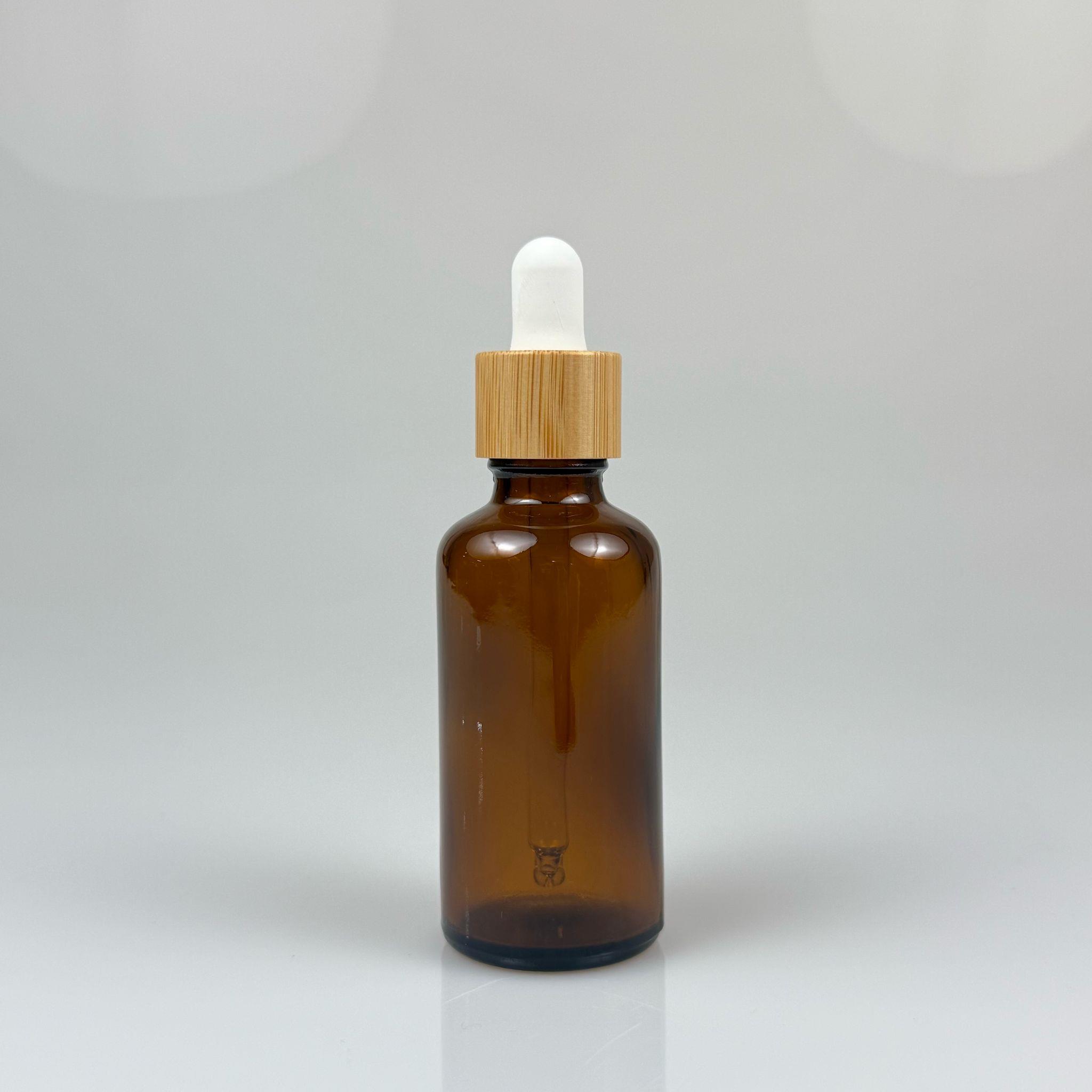 50 CC AMBER CAM DAMLALIKLI ŞİŞE - BEYAZ EMZİK - BAMBU AHŞAP KAPAK - 50 ML BAMBU KAPAKLI CAM DAMLALIKLI ŞİŞE