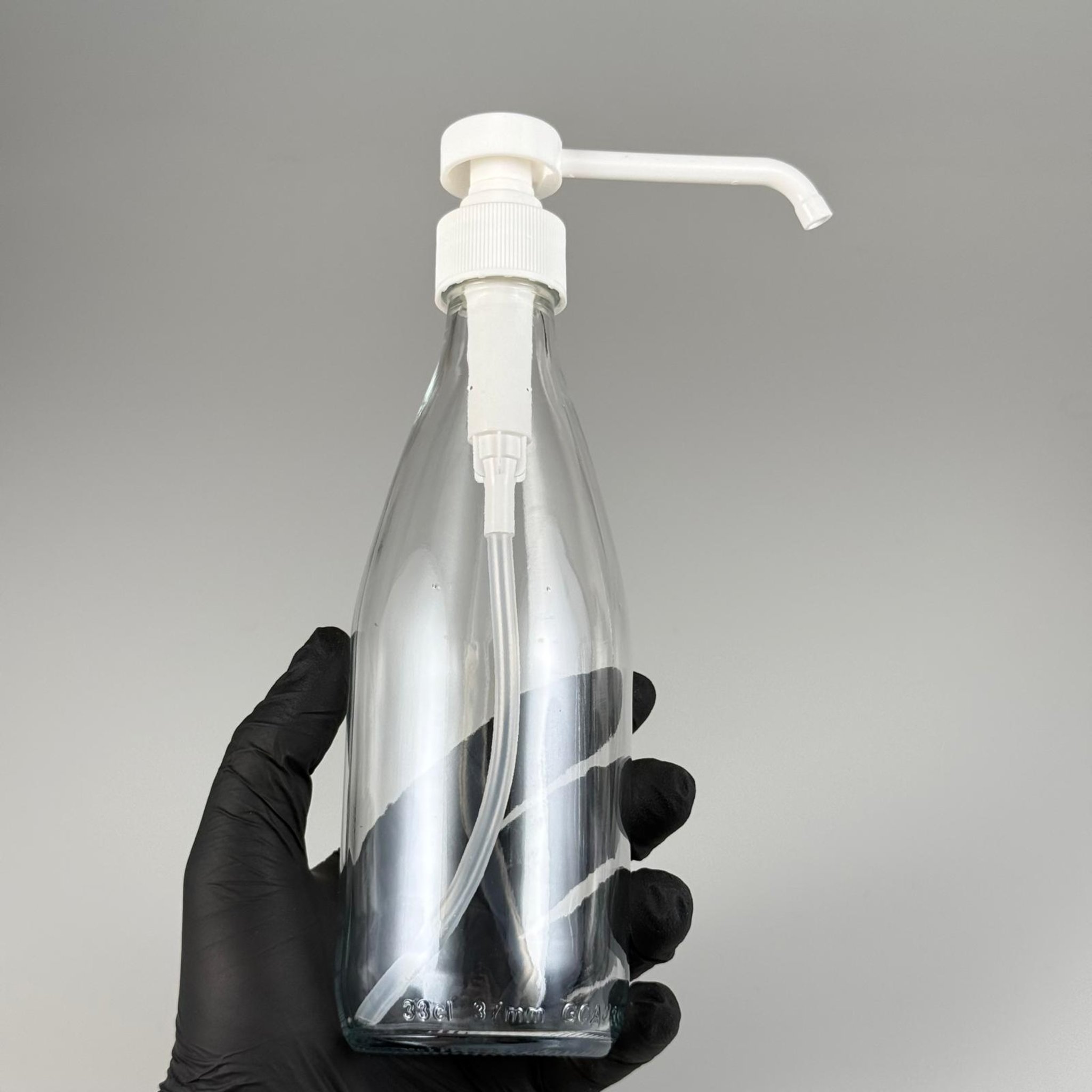 MASA ÜSTÜ İÇİN DİSPANSİYER PÜSKÜRTÜCÜ SPREY POMPALI CAM KOLONYA, DEZENFEKTAN ŞİŞESİ TAKIM - 330 ML