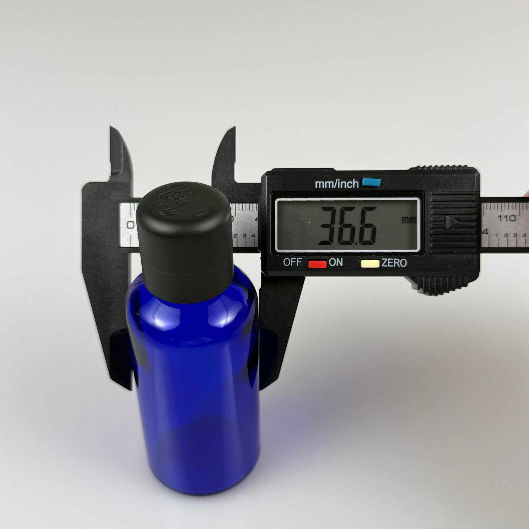 50 CC MAVİ CAM ŞİŞE + İÇTEN DAMLALIKLI ÇOCUK KİLİTLİ SİYAH KAPAK - MAVİ 50 ML KİLİT KAPAKLI DAMLATMALI ŞİŞE