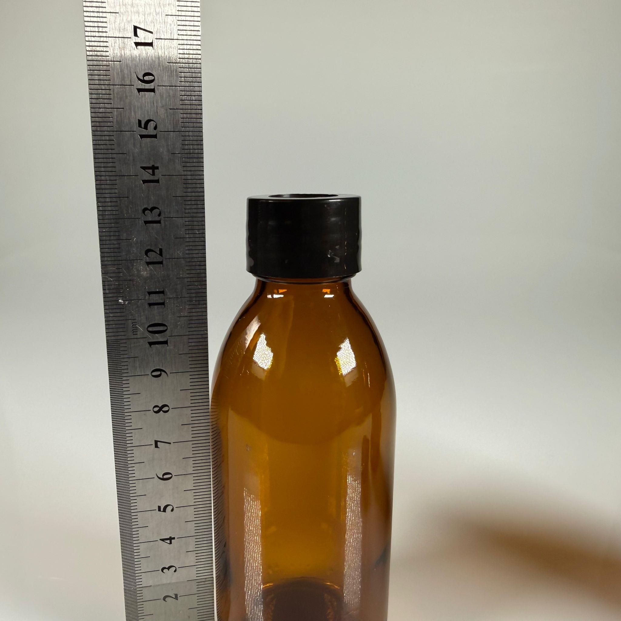 FLAKON ENJEKTÖR SERUM ŞİŞESİ - 150 ML ECZA CAM ŞİŞE + VİDALI DELİKLİ KAPAK (ELLE ÇEVİREREK KAPANIR) + KAUÇUK BUTİL TIPA TAKIM