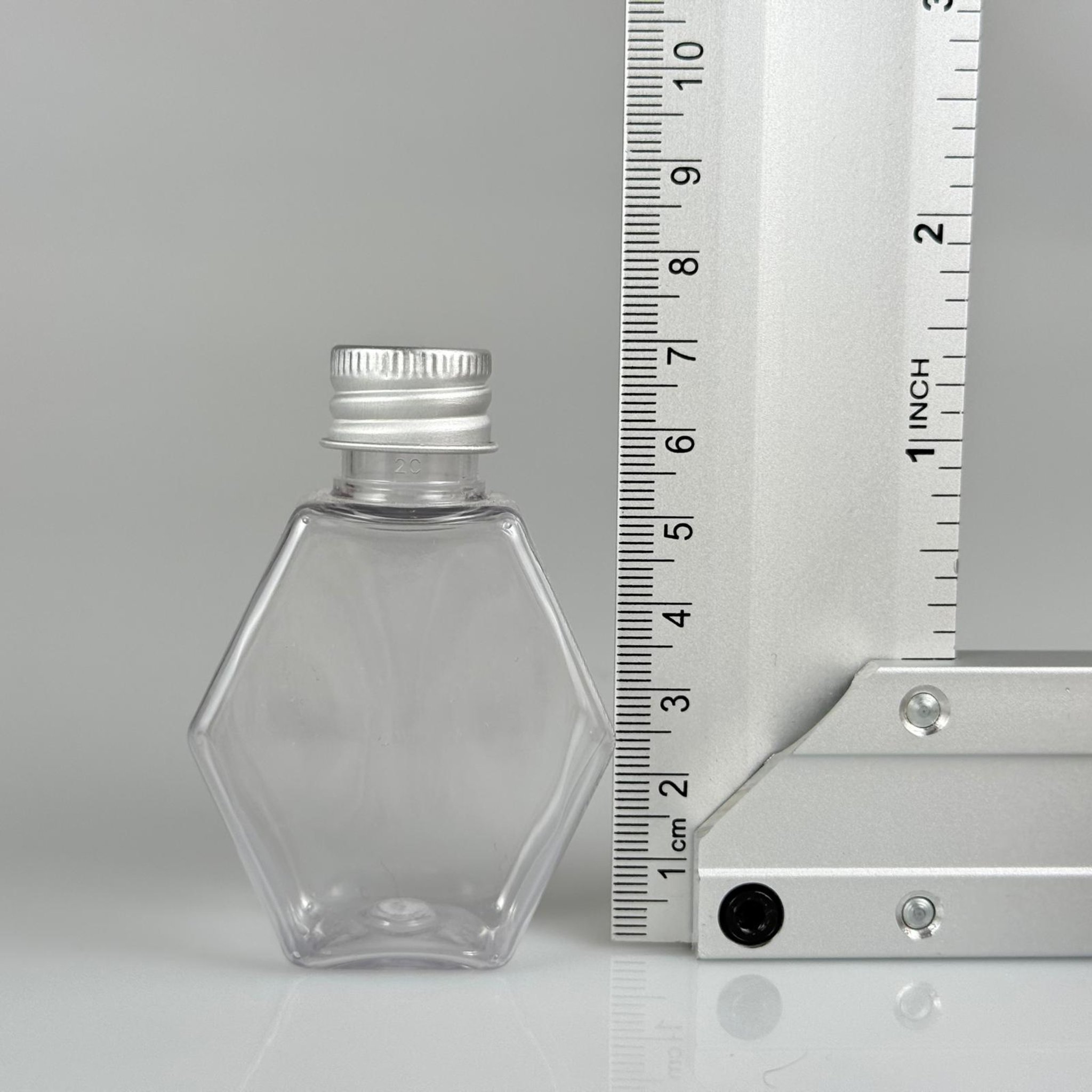 40 CC ALTIGEN PET ŞİŞE - KÖPÜK CONTALI GÜMÜŞ ALÜMİNYUM METAL KAPAKLI TAKIM - 40 ML ŞEFFAF PET ŞİŞE