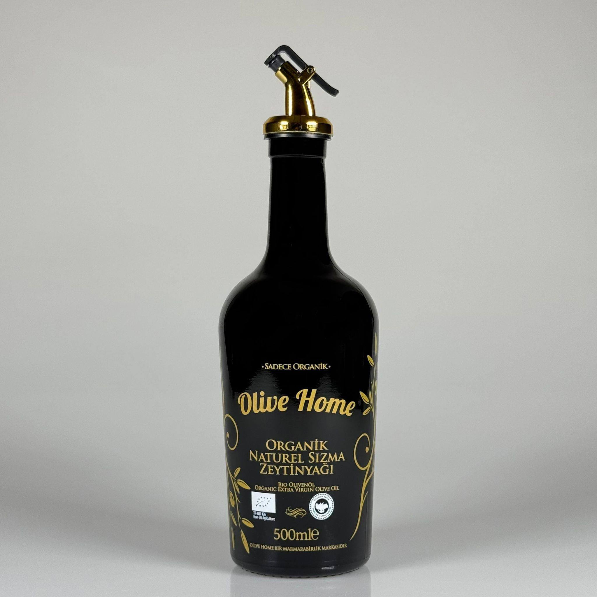 500 CC SİYAH OLİVE YAZI CAM ZEYTİNYAĞ ŞİŞESİ - GOLD YAĞDANLIK TIPALI - 500 ML YAĞDANLIK BASKILI CAM ŞİŞE